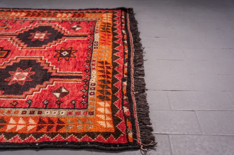 Behbahan Orange Persian Rug With Goats Hair Foundation - Image 5