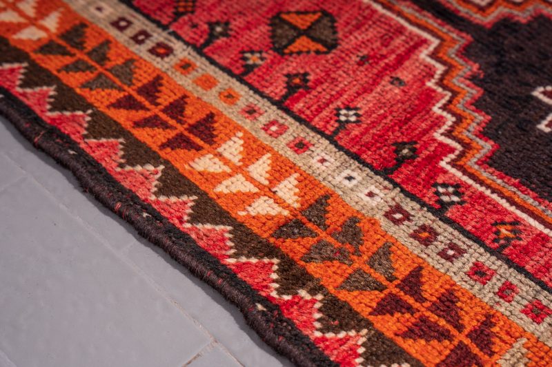Behbahan Orange Persian Rug With Goats Hair Foundation - Image 6