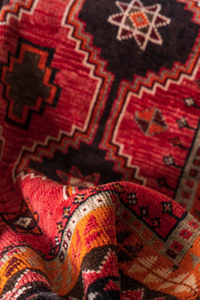 Behbahan Orange Persian Rug With Goats Hair Foundation - Image 7