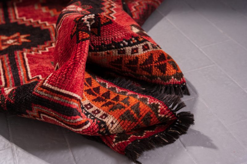 Behbahan Orange Persian Rug With Goats Hair Foundation - Image 8
