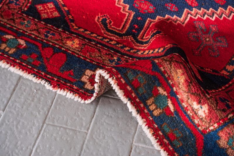 Vintage Farahan Red And Blue Persian Rug 1.9 Sqm - Image 8