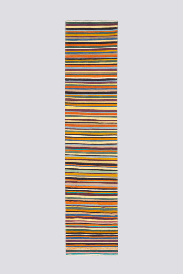 New Weave Mazandaran Minimalist Stripes Fine Kilim Runner 4.1SQM
