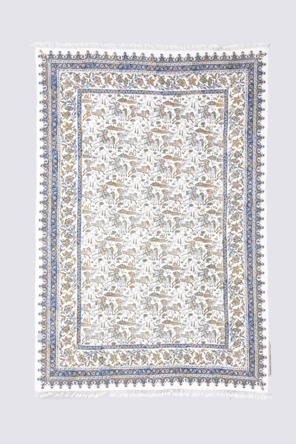 Qalamkar Block Print Polo Navy and Orange 135*200