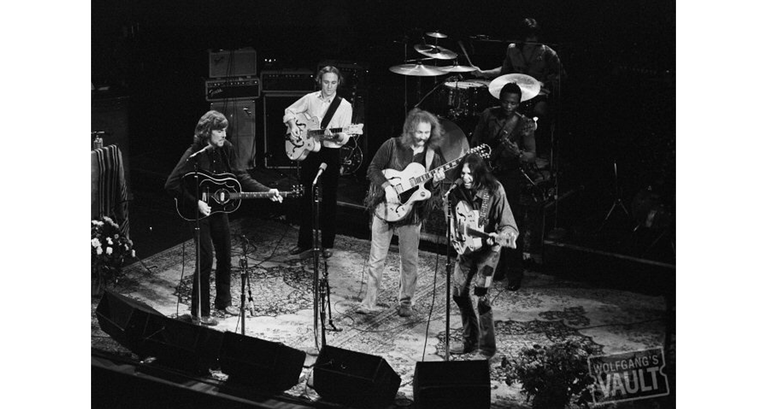 Rugs and Rockers: The Strange Bond Between Persian Rugs and Rock’n’Roll 22 Crosby, Stills, Nash & Young performing on a stage covered in oriental and Persian rugs during their 1969–1970 U.S. tour.
