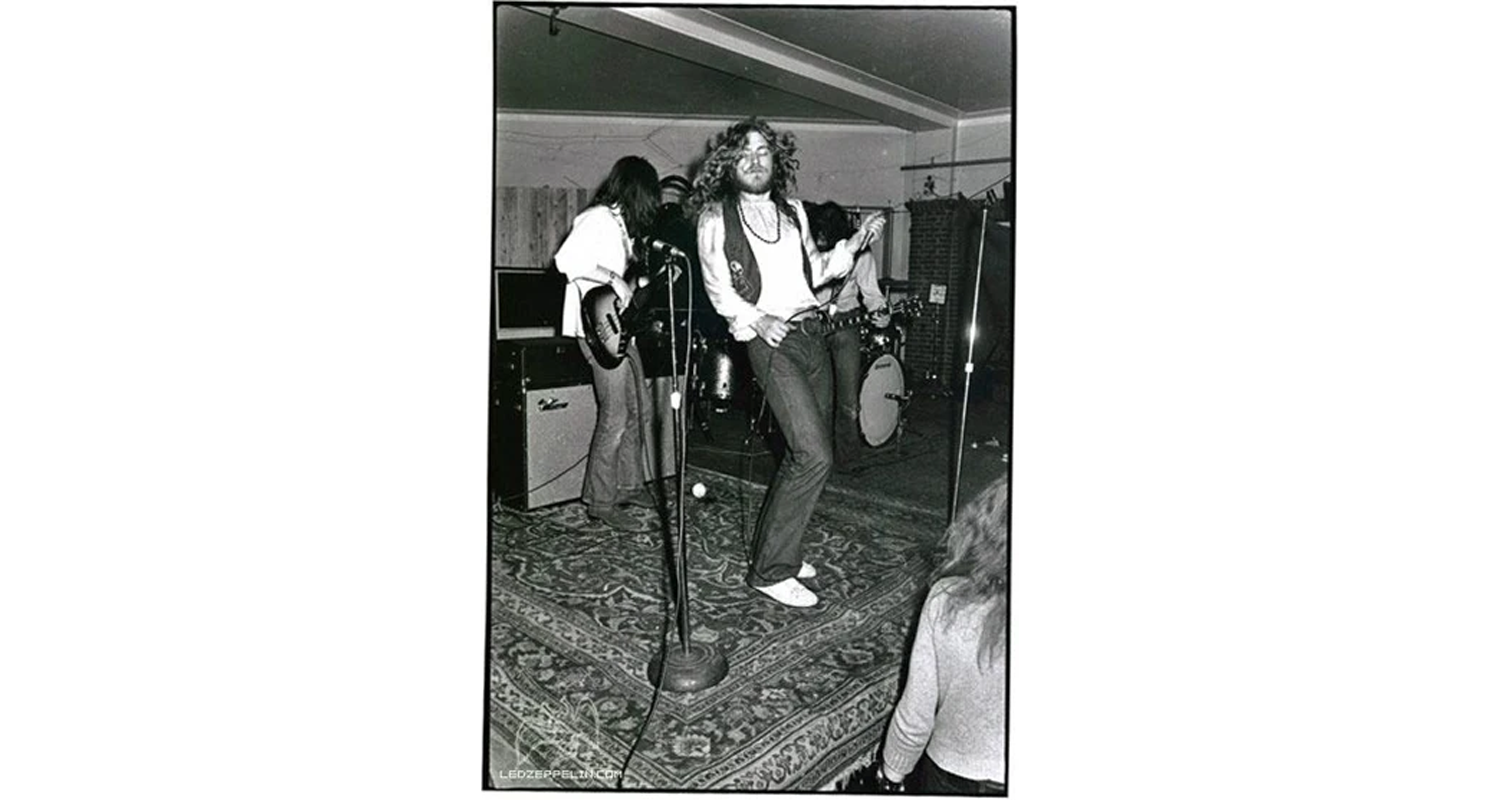 Rugs and Rockers: The Strange Bond Between Persian Rugs and Rock’n’Roll 1 Robert Plant and Jimmy Page of Led Zeppelin performing live at the Gladsaxe Teen Club in Denmark, early 1969.