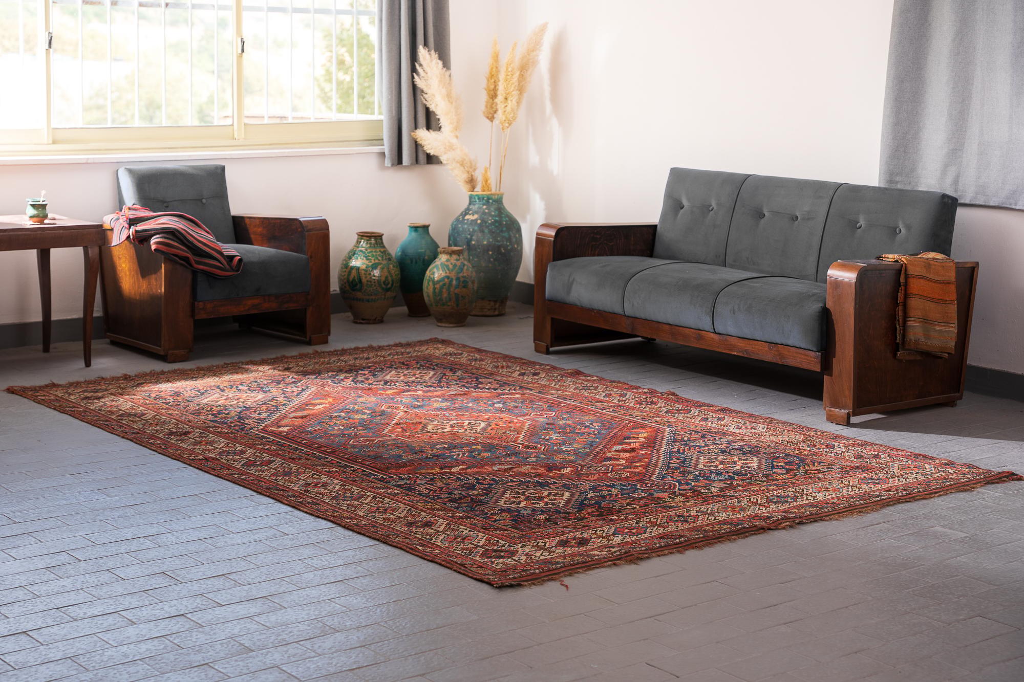 Antique Baharloo Qashqai Persian Rug