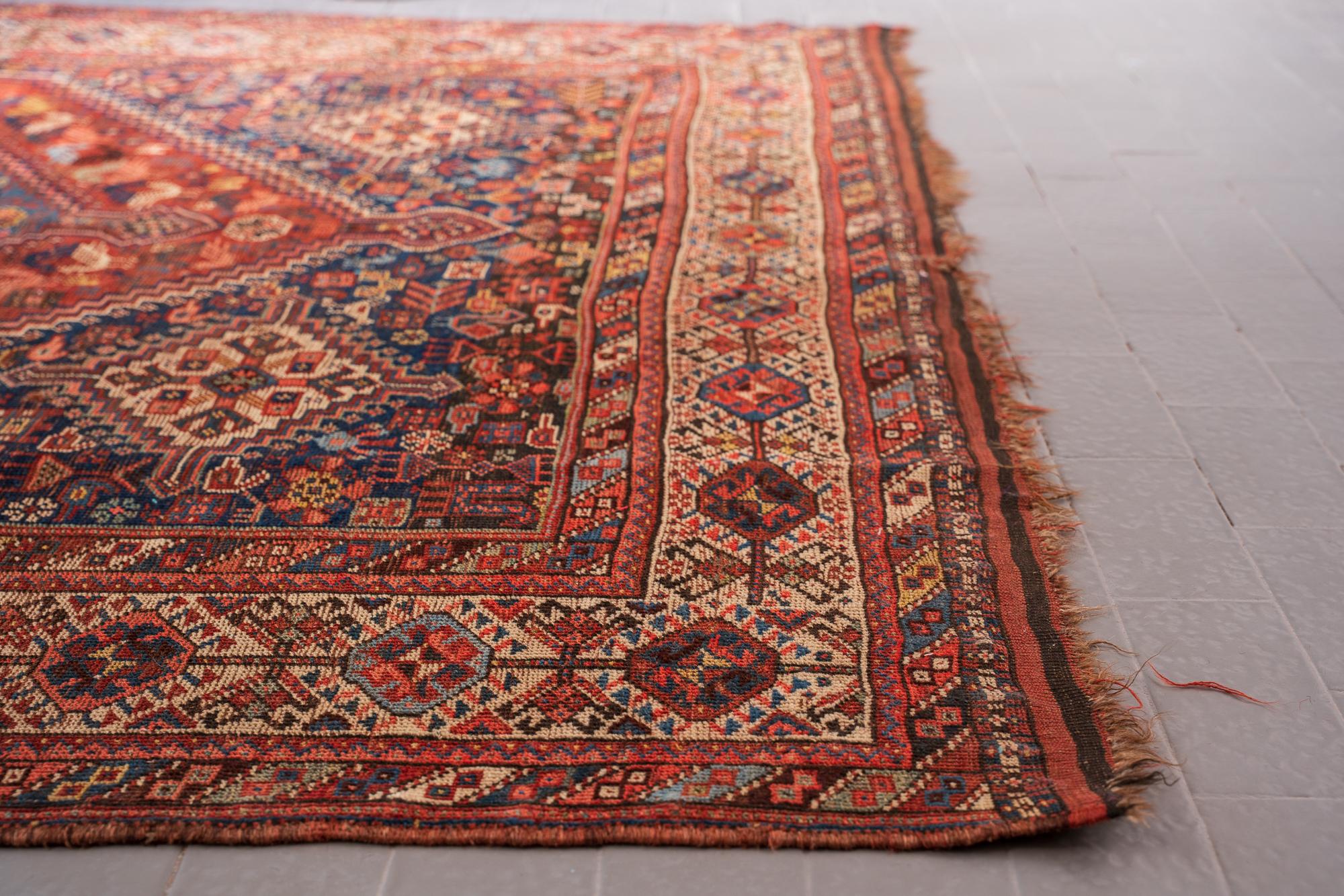 Antique Baharloo Qashqai Persian Rug