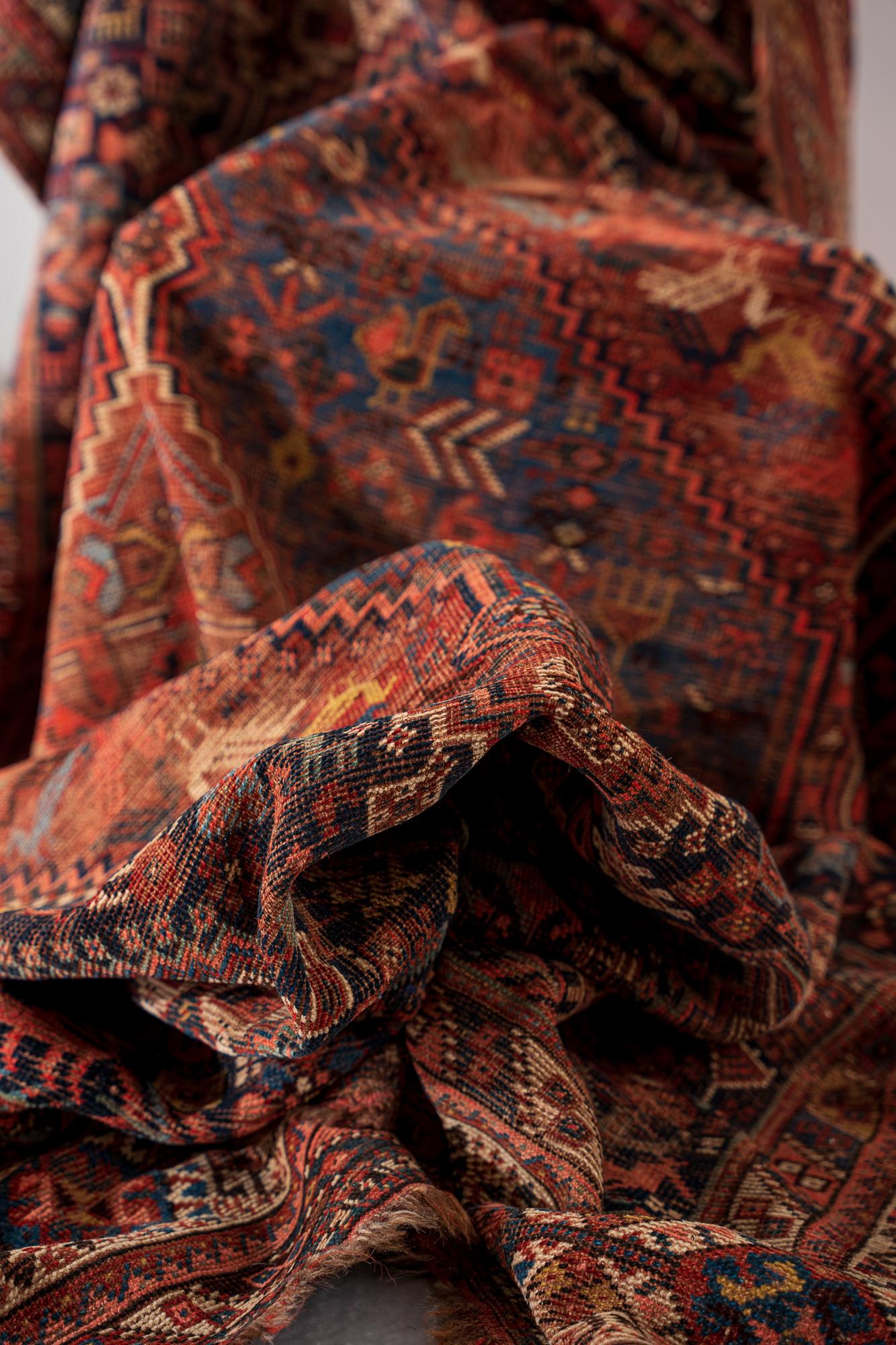 Antique Baharloo Qashqai Persian Rug