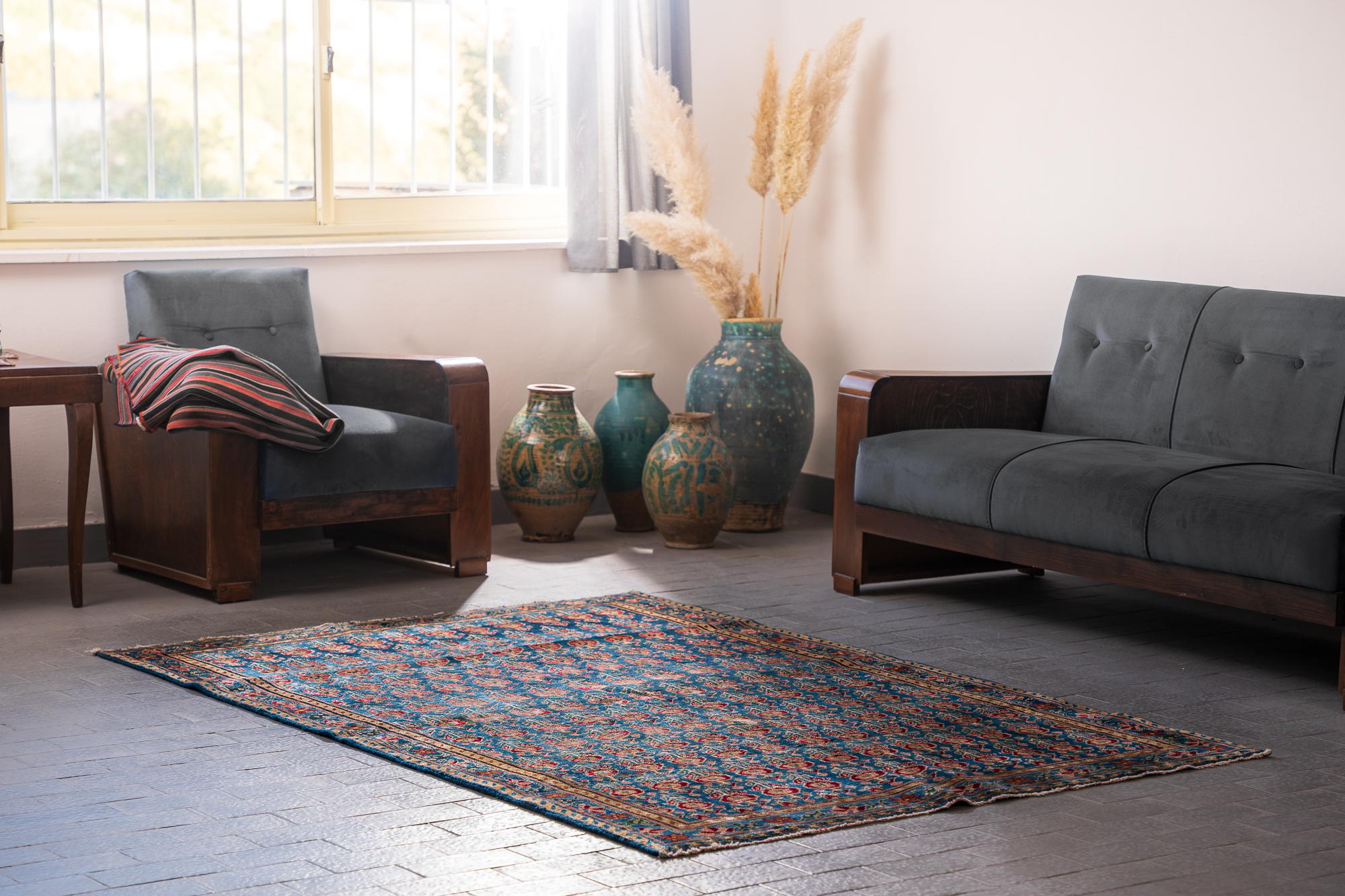 Antique Rare Farahan Ghouta Persian Rug