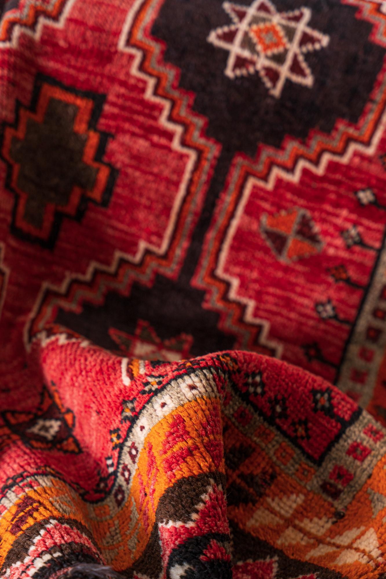 Behbahan Orange Persian Rug with Goats Hair Foundation