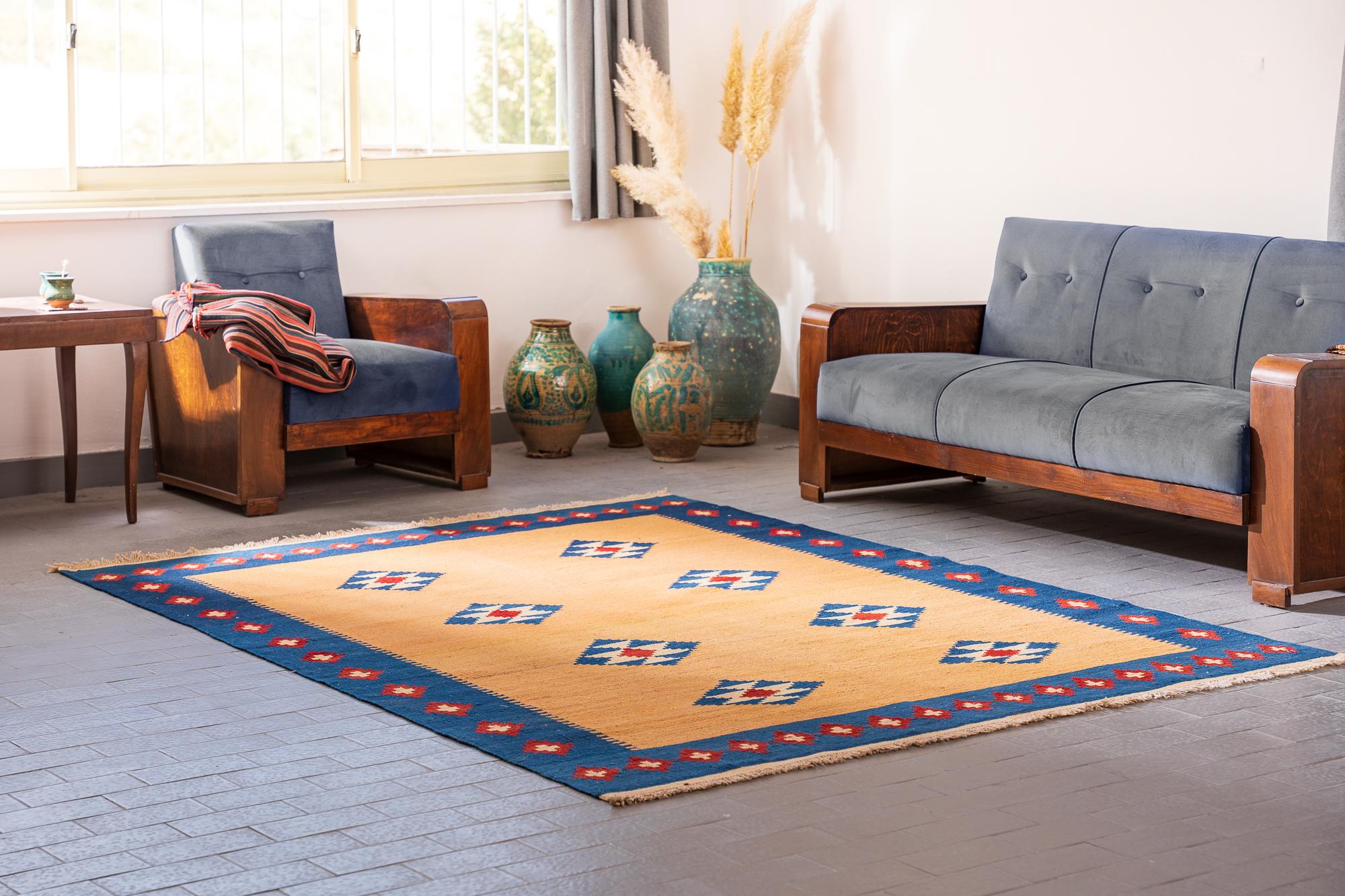 Blue and Cream Kilim 3