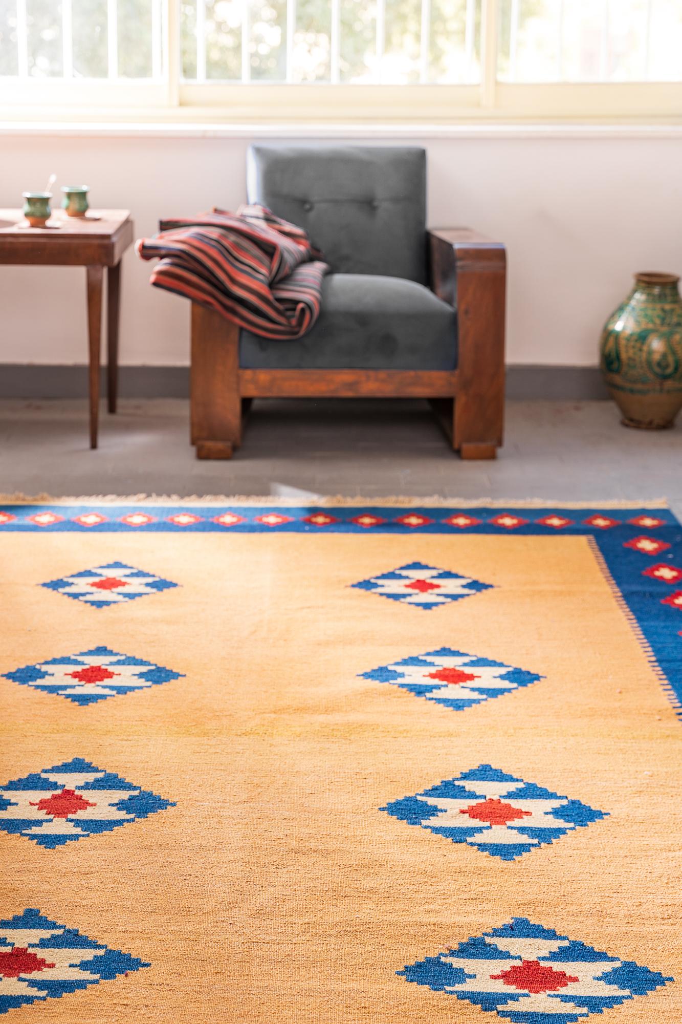 Blue and Cream Kilim 4