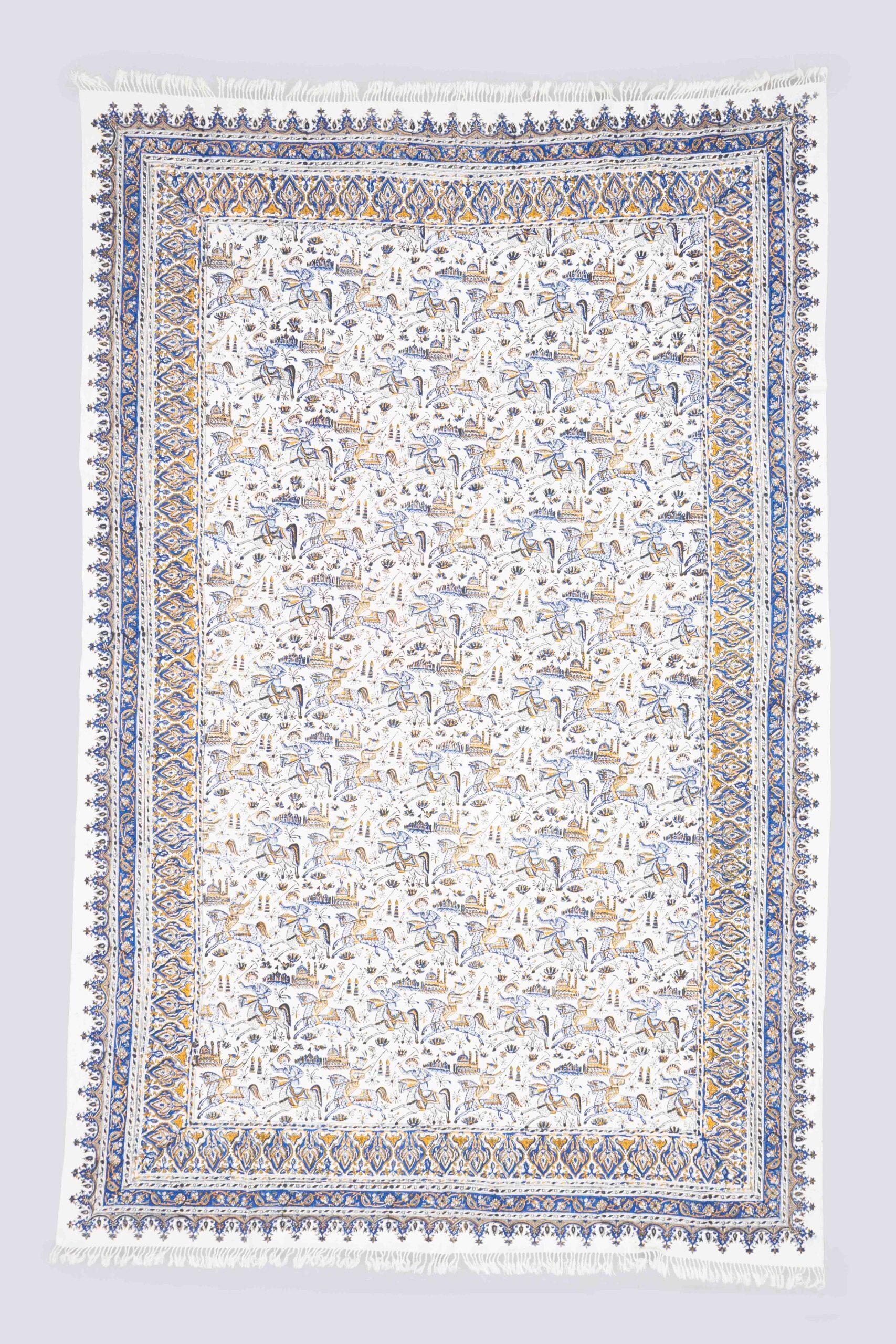 Qalamkar Block print Polo Navy and Orange