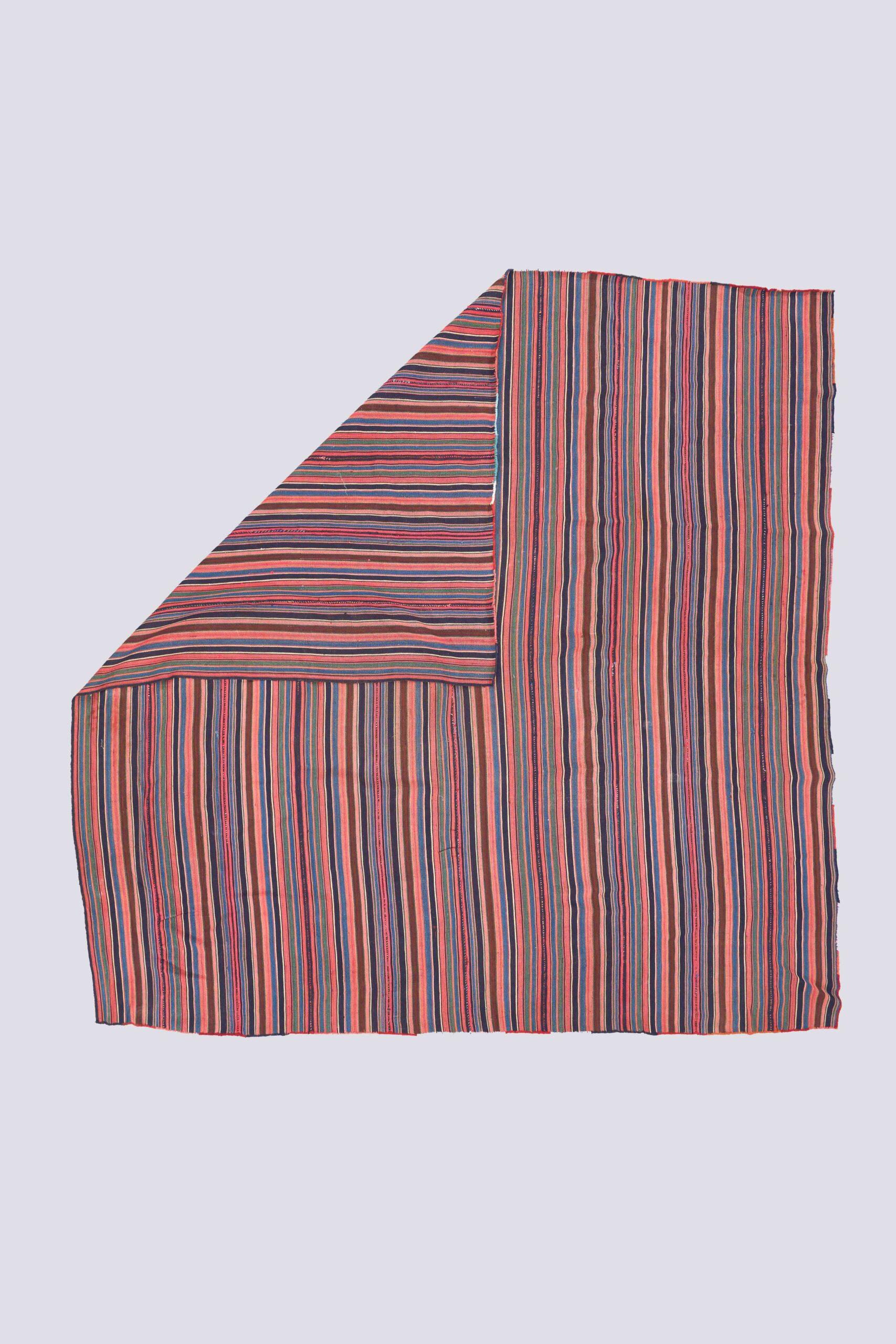 Vintage Bijar Stripe Persian Jajim Flatweave