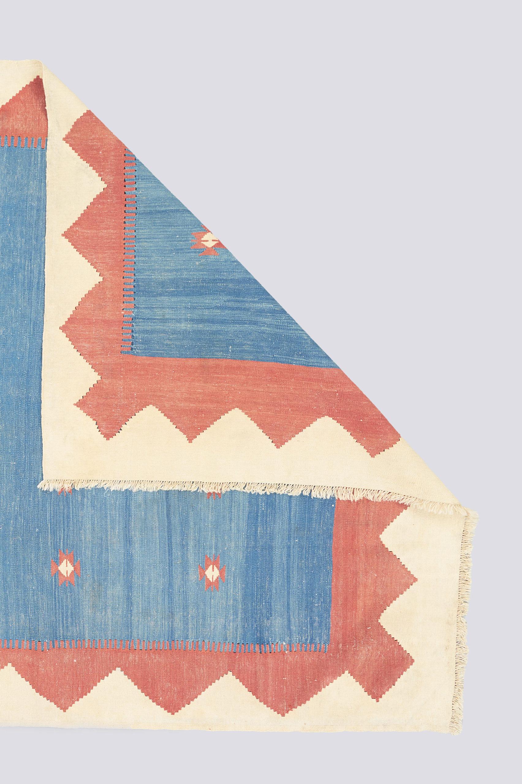 Vintage Firuzabad Qashqai Oceanwave Persian Kilim Rug