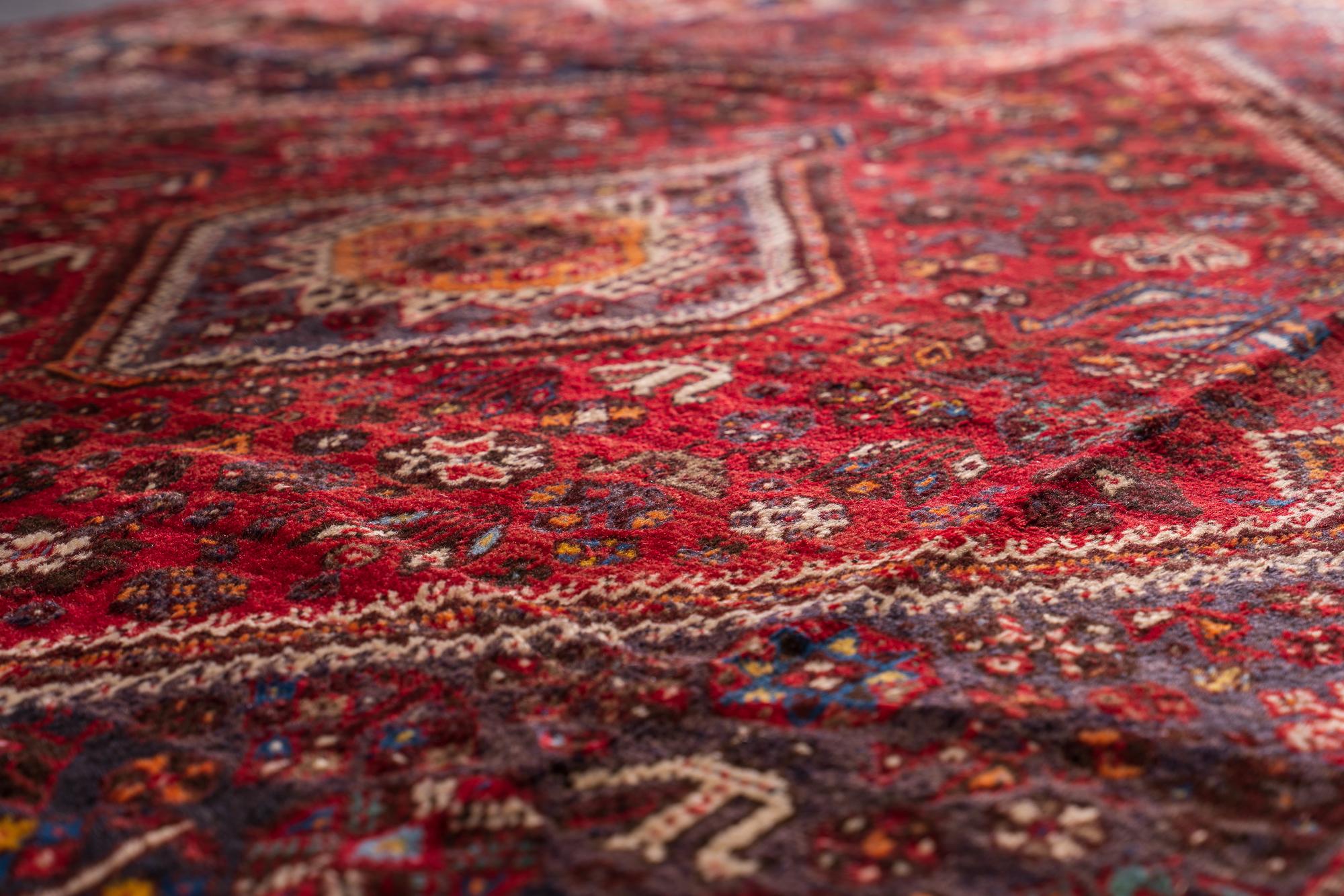 Vintage Qahsqai Land of Birds Tribal Persian Rug
