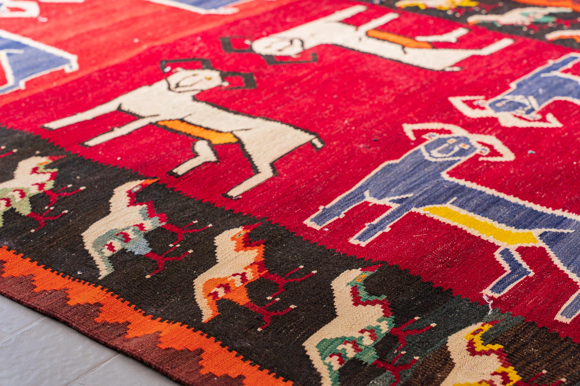 Vintage Qashqai Qouch Pictorial Kilim 5