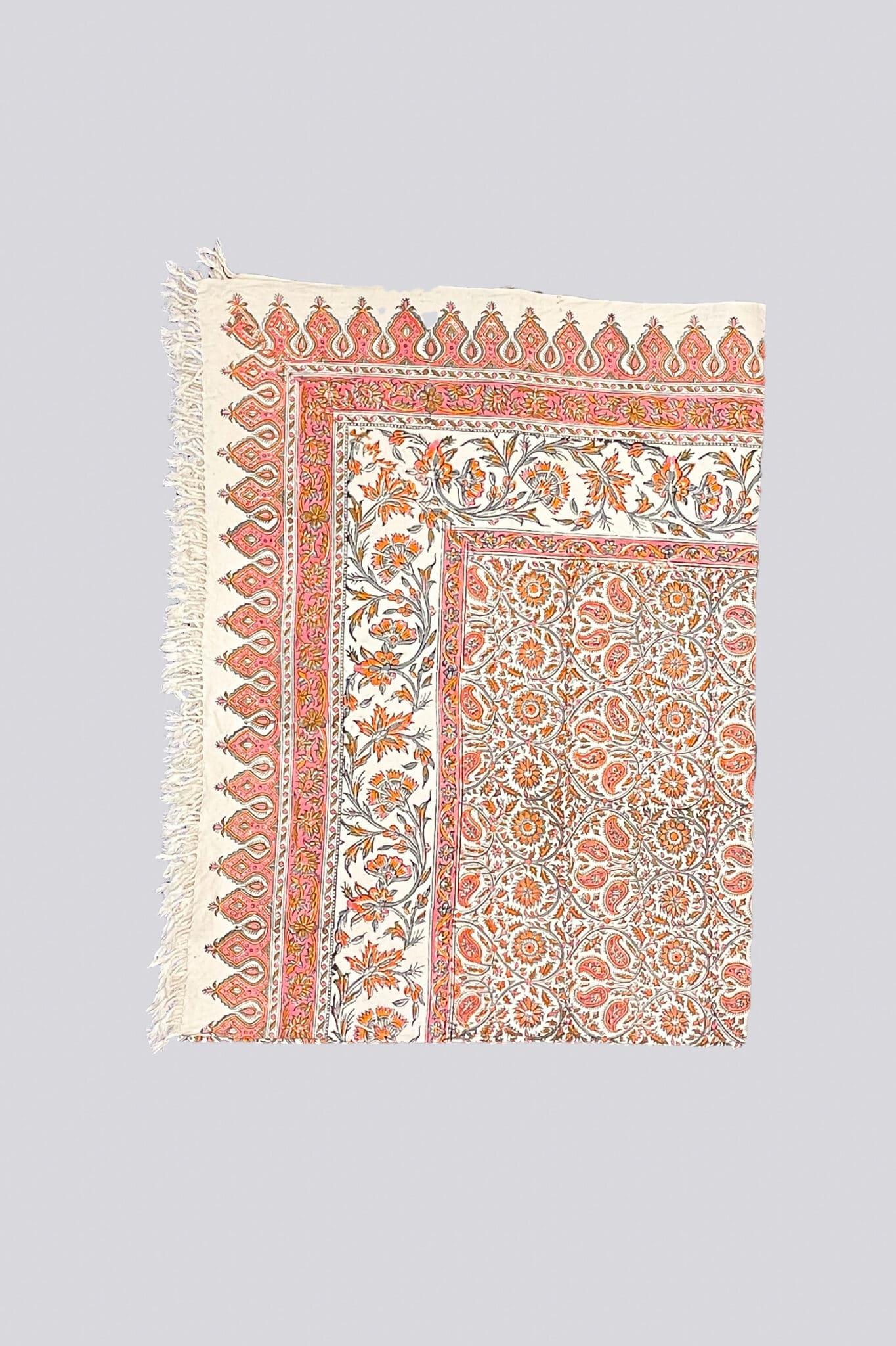 Qalamkar Block Print Floral Pink