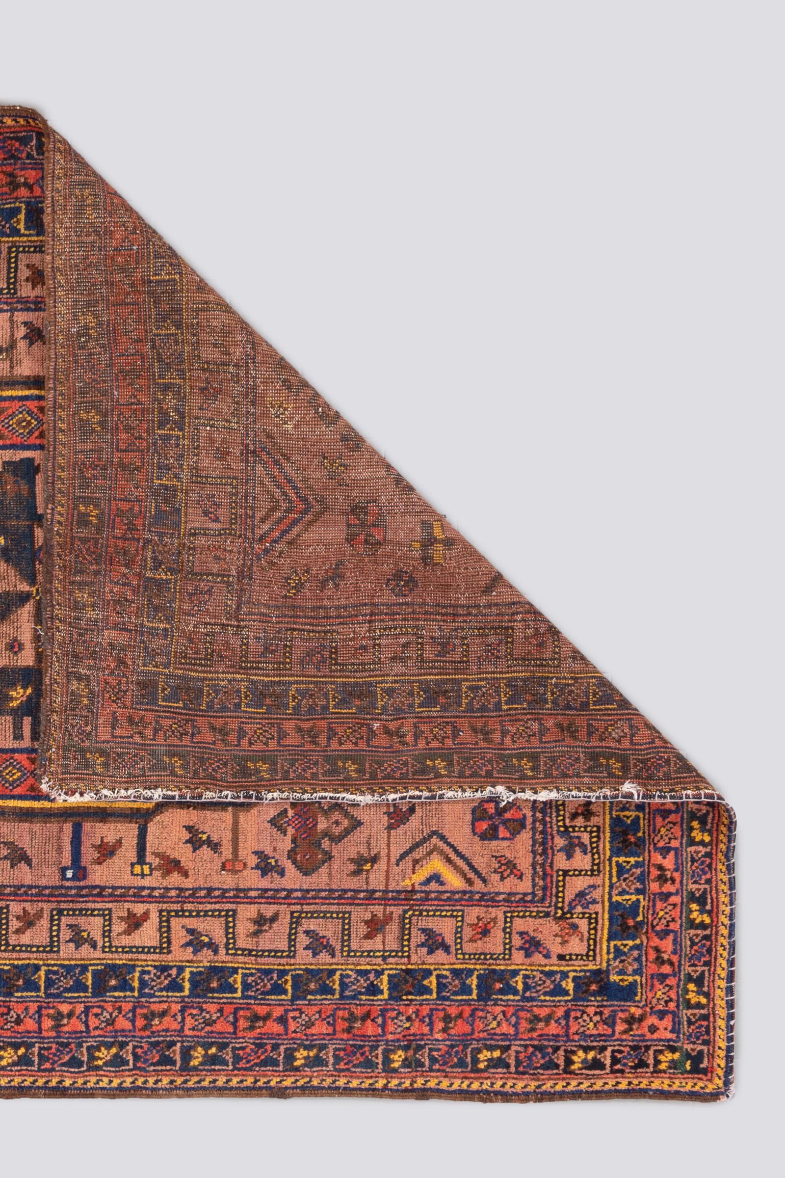 Antique Afshar Caterpillar Persian Rug