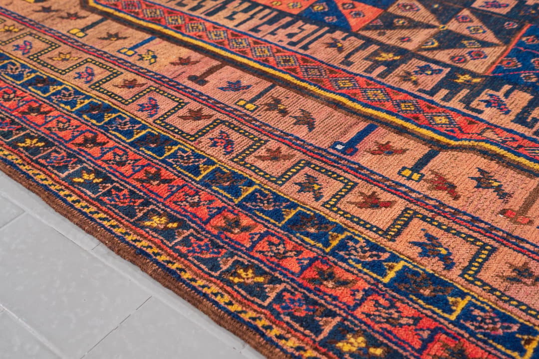 Antique Afshar Caterpillar Persian Rug