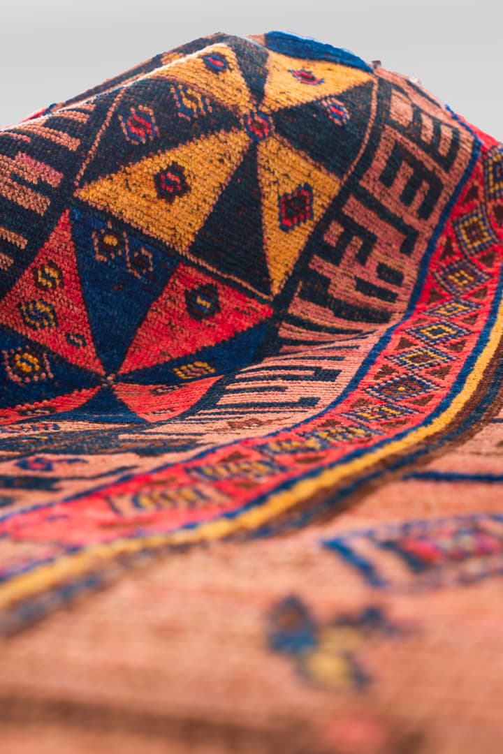 Antique Afshar Caterpillar Persian Rug