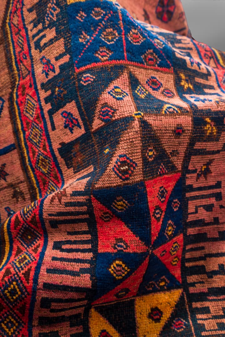 Antique Afshar Caterpillar Persian Rug