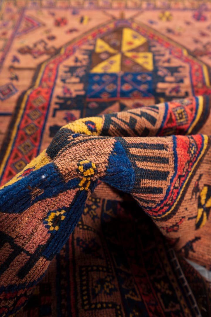 Antique Afshar Caterpillar Persian Rug