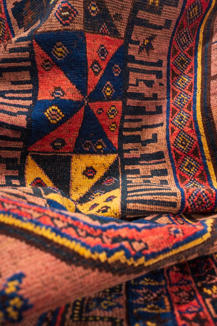 Antique Afshar Caterpillar Persian Rug