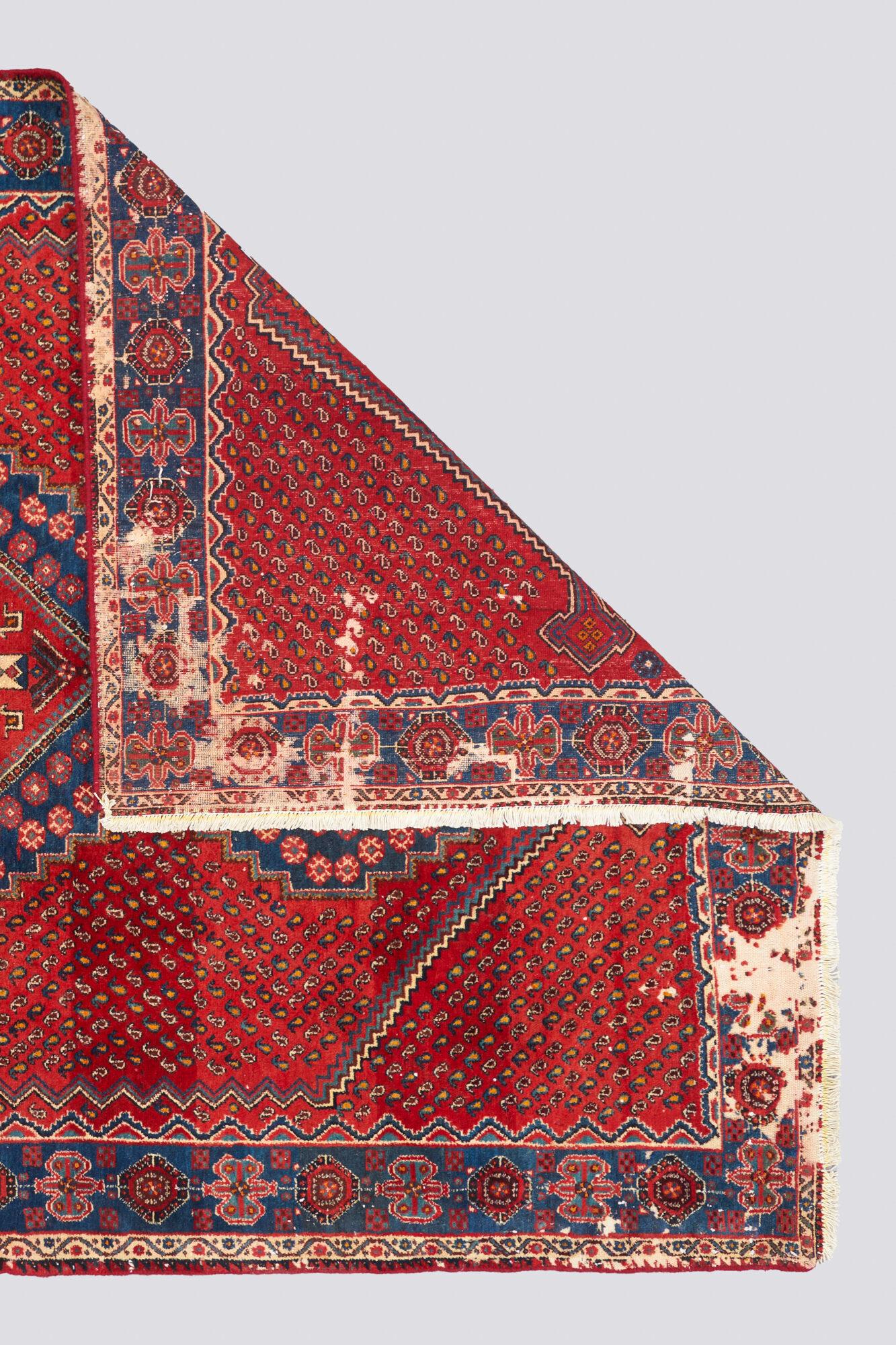 Vintage Sirjan Afshar Panj Kalleh Persian Rug