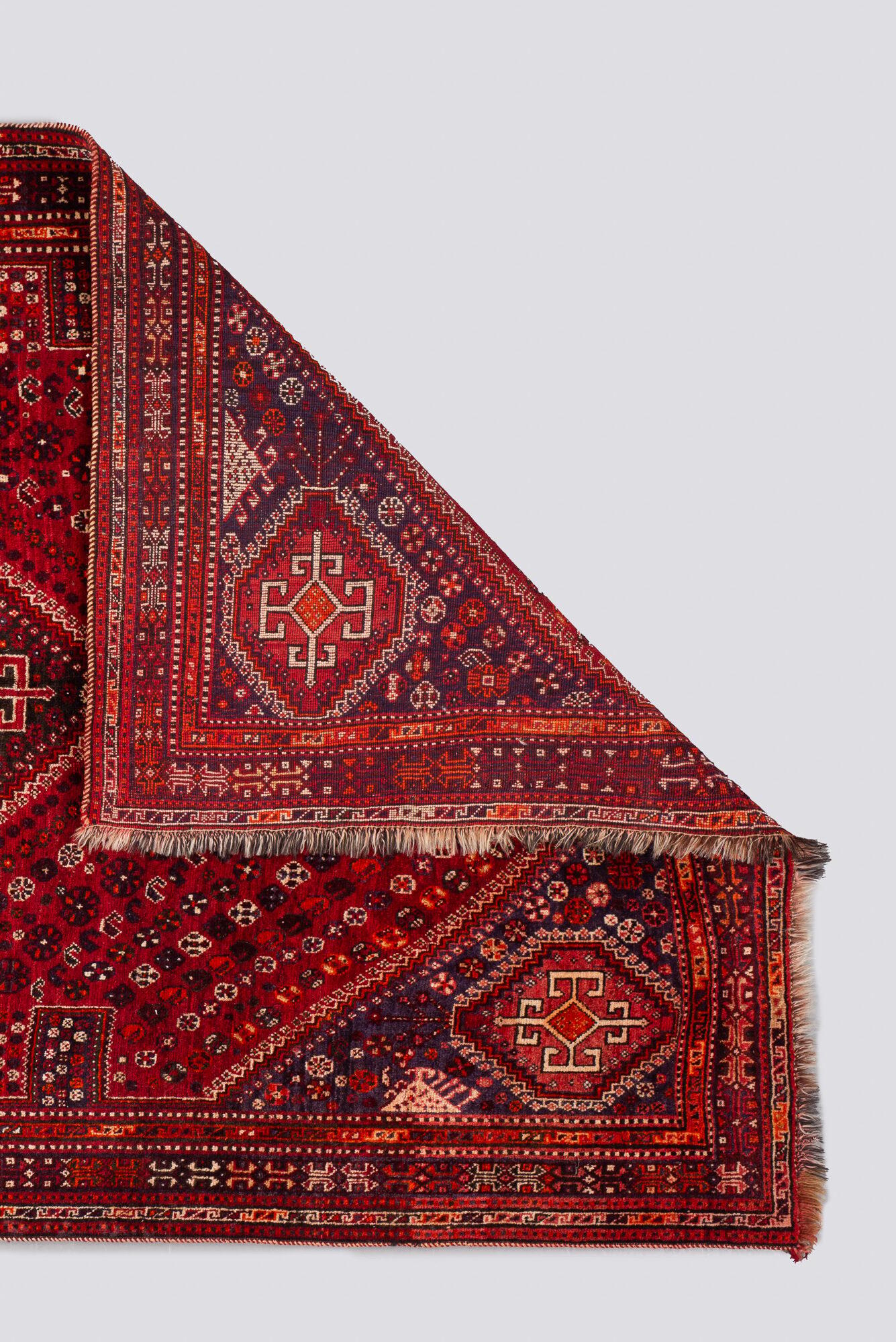 Vintage Fine Qashqai Maharloo Persian Rug