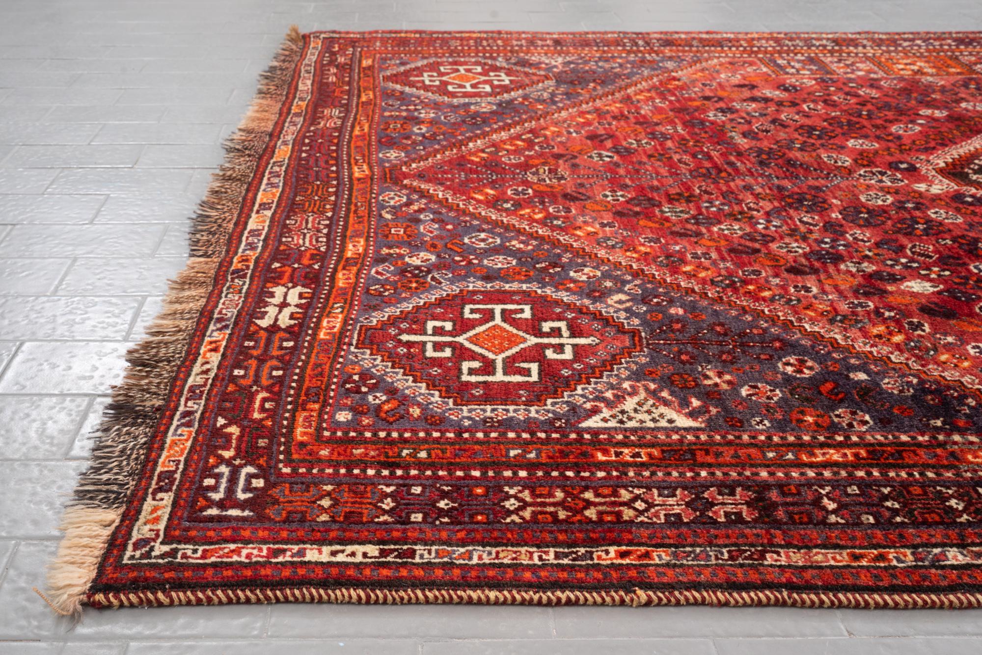 Vintage Fine Qashqai Maharloo Persian Rug