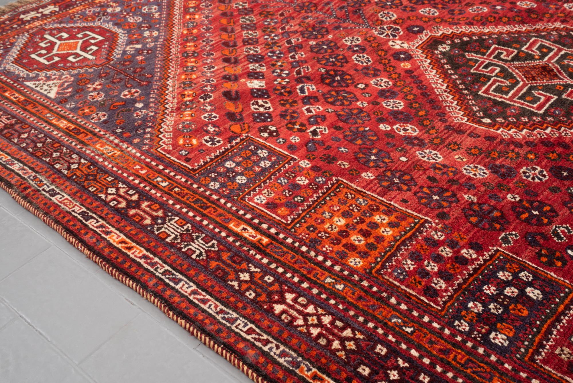Vintage Fine Qashqai Maharloo Persian Rug