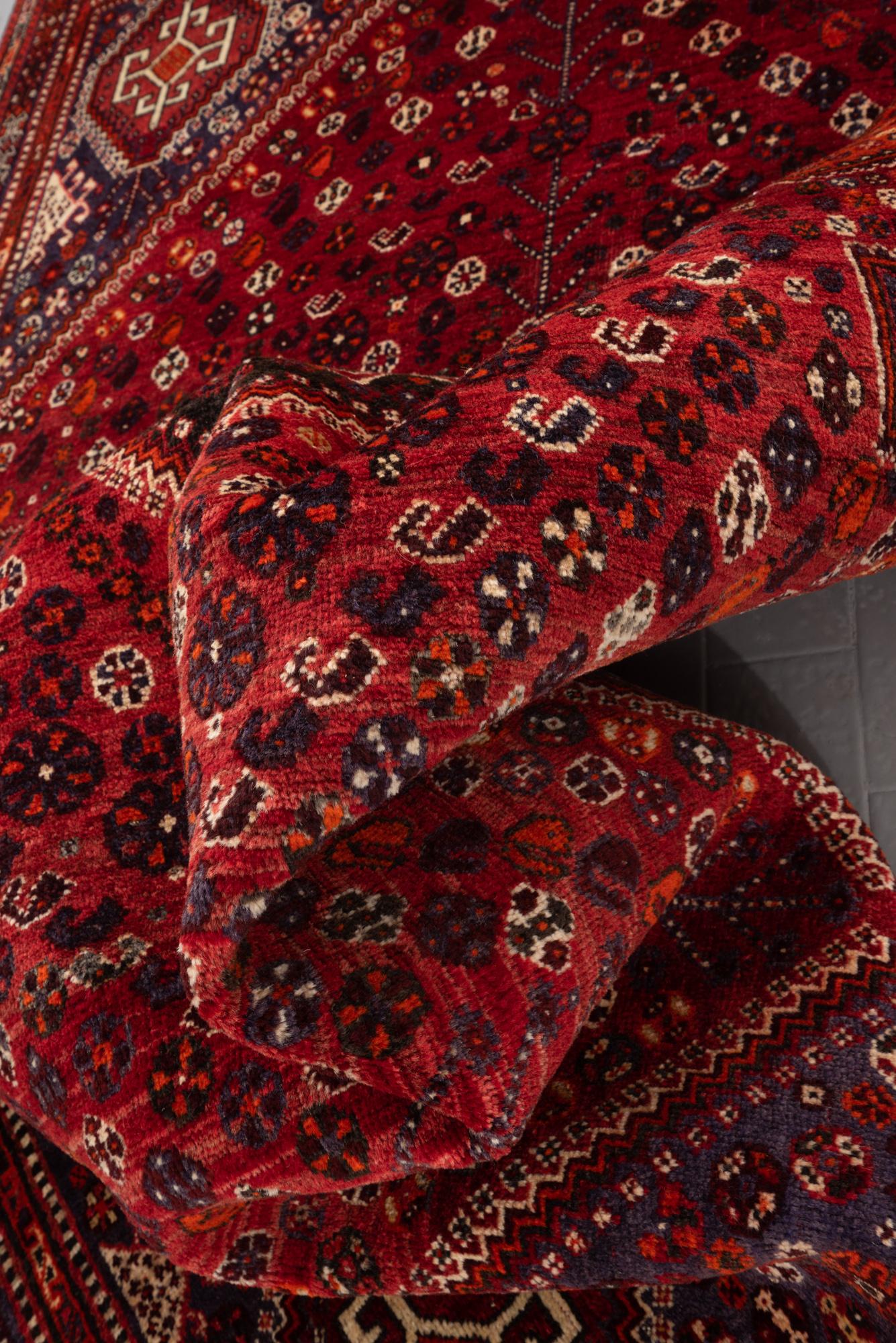 Vintage Fine Qashqai Maharloo Persian Rug