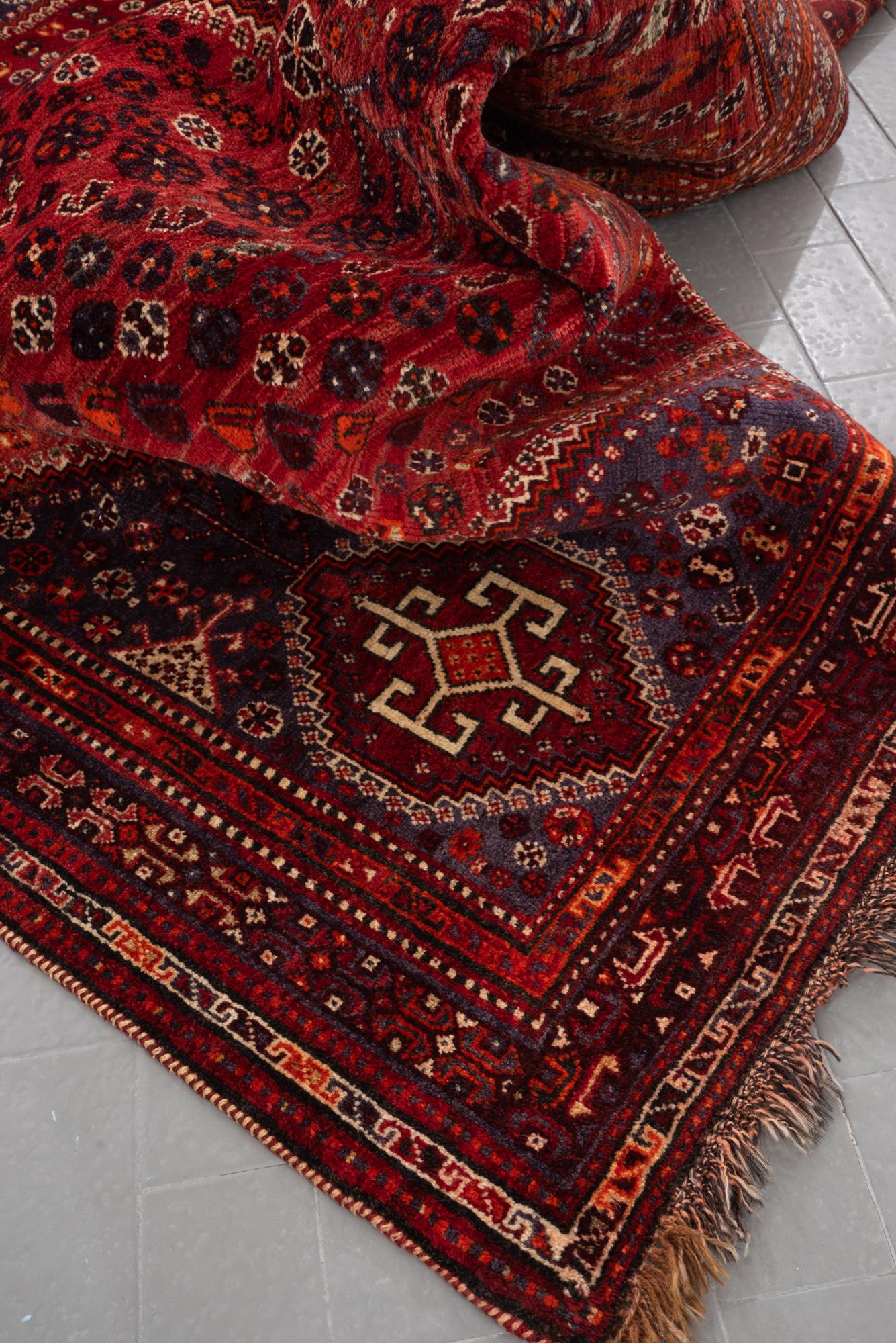 Vintage Fine Qashqai Maharloo Persian Rug