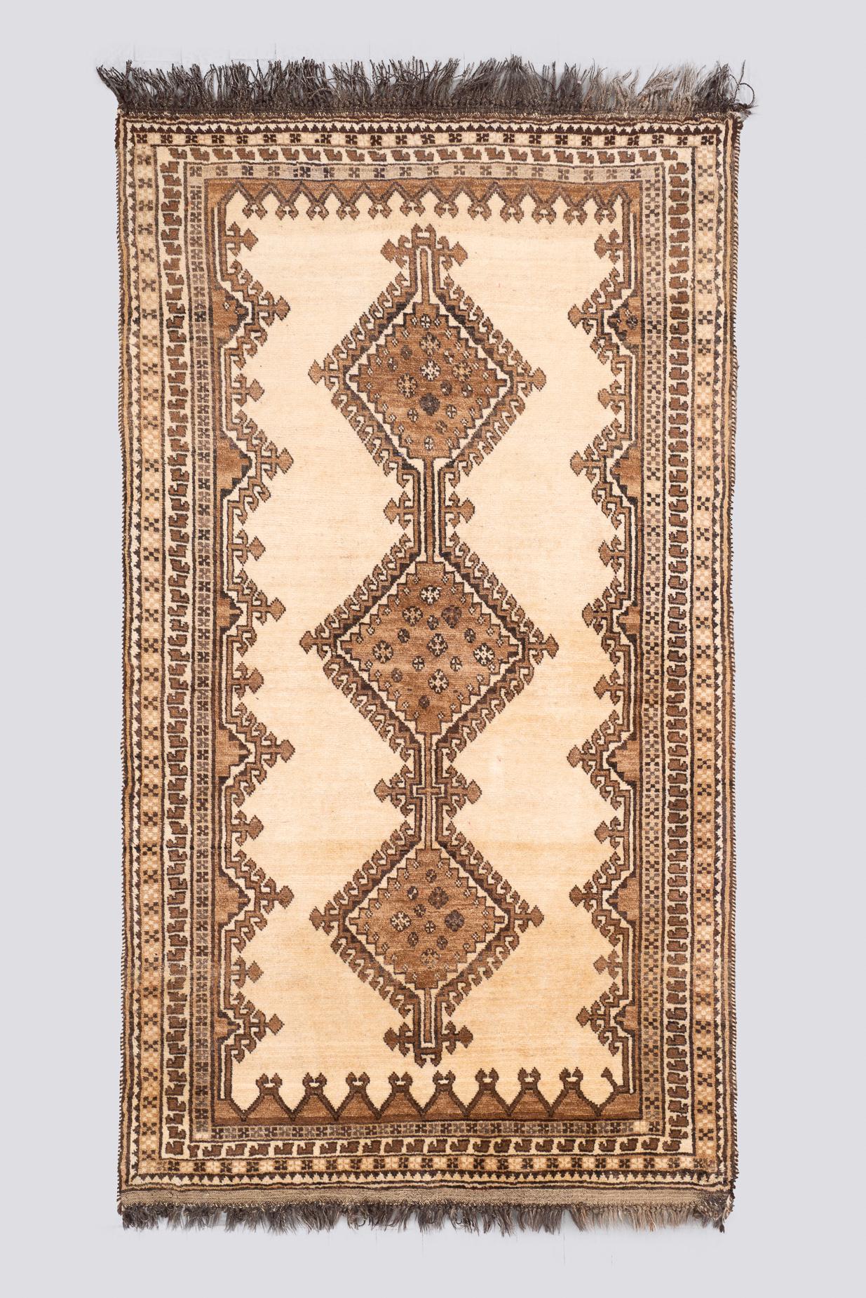 Fars Triple Medallion Persian Gabbeh Rug, c. 1950–75, 135x240cm
