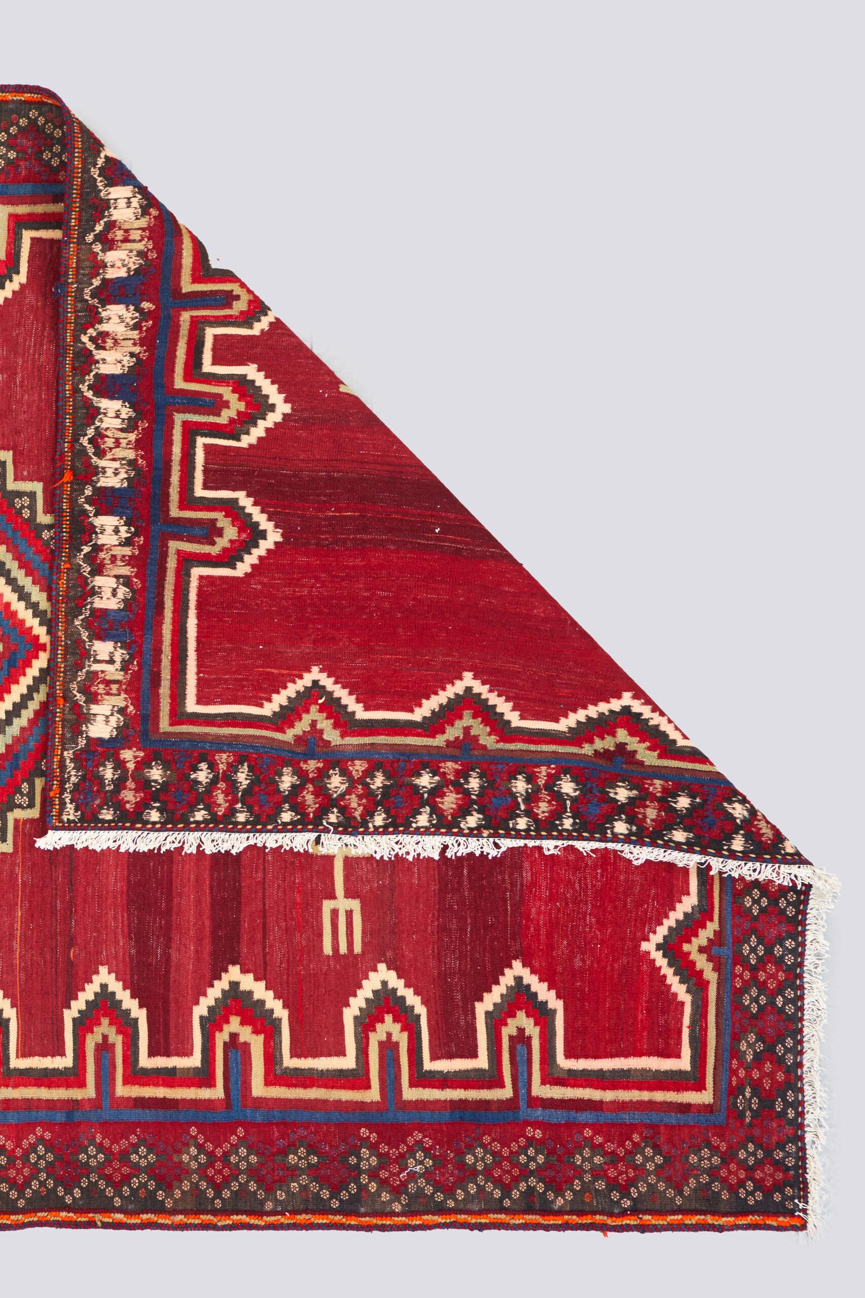 Vintage Sirjan Afhsar Simple Triple Toranj Persian Kilim Rug