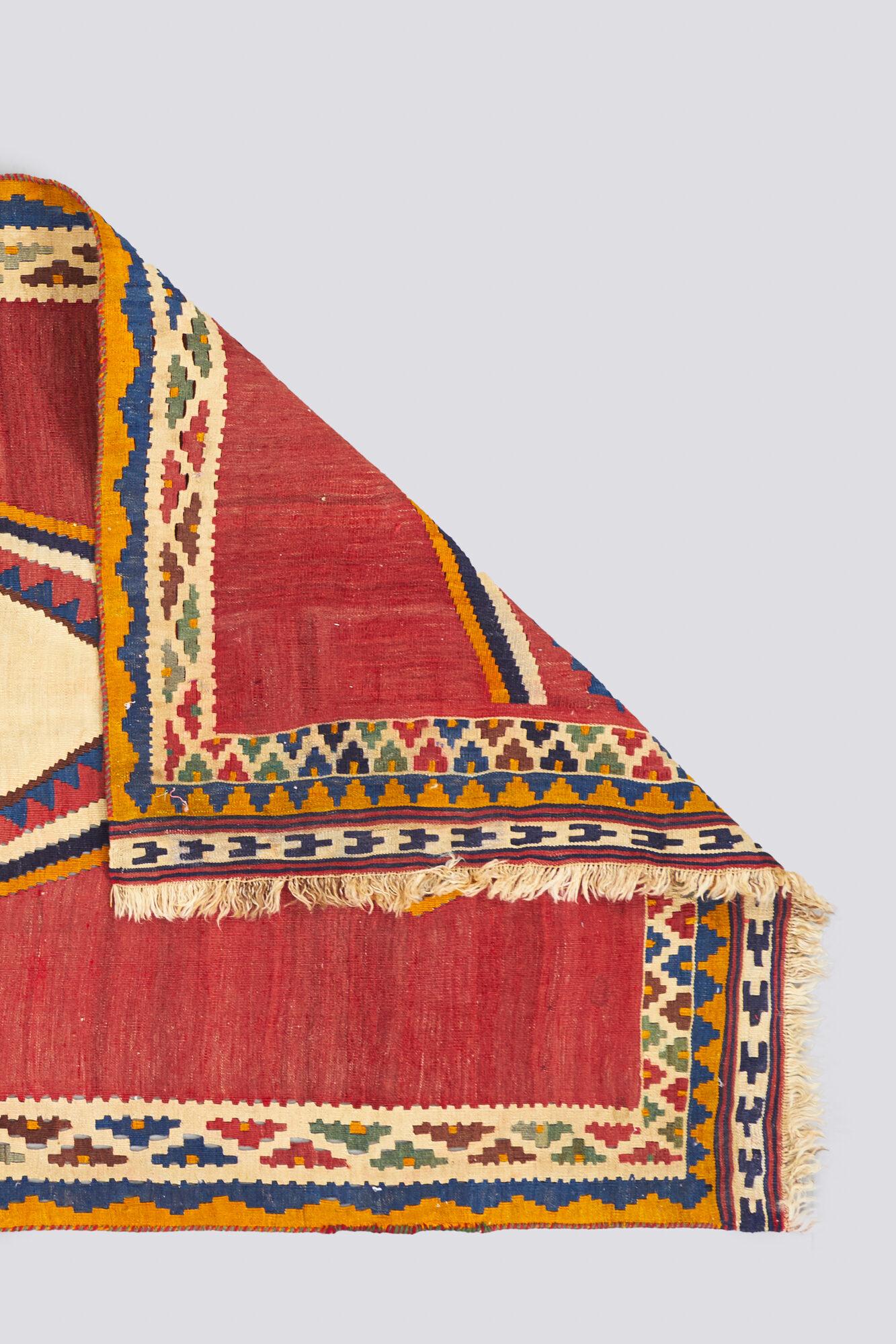 Vintage Qashqai Sunrise 3 Toranj Persian Kilim Rug