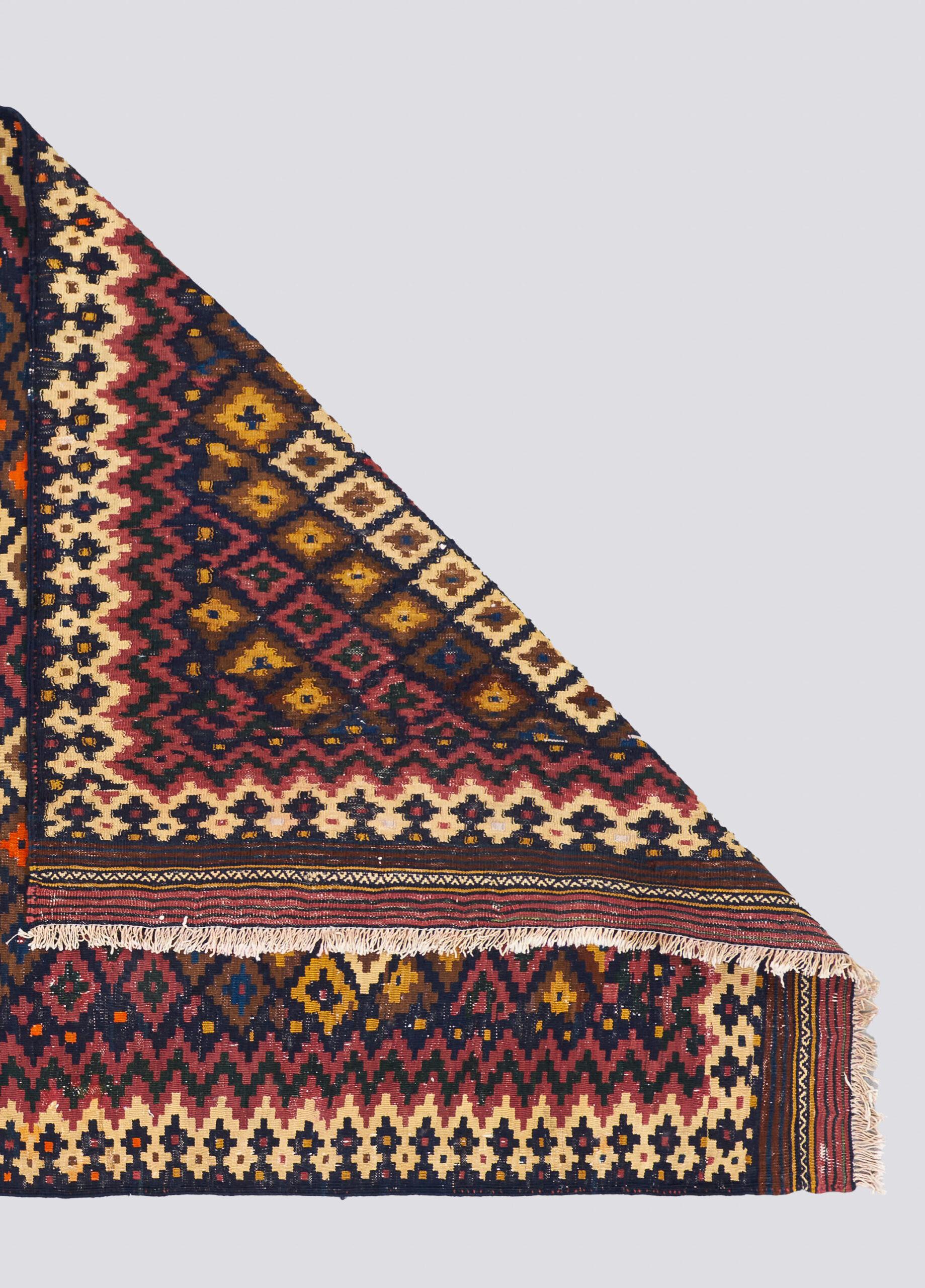 Vintage Bakhtiari Oval Toranj Persian Kilim Rug