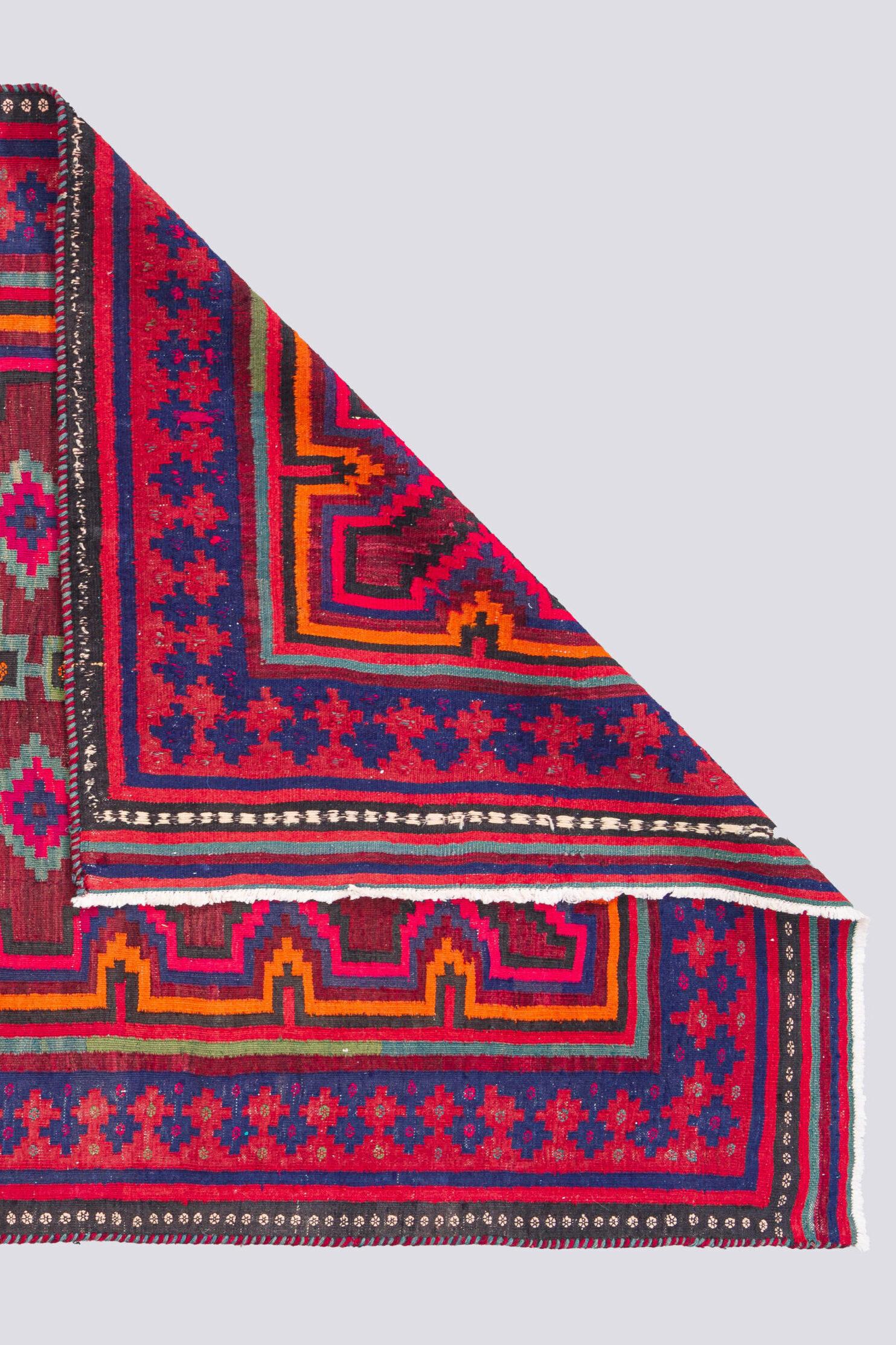 Vintage Sirjan Afshar Triple Toranj Persian Kilim Rug