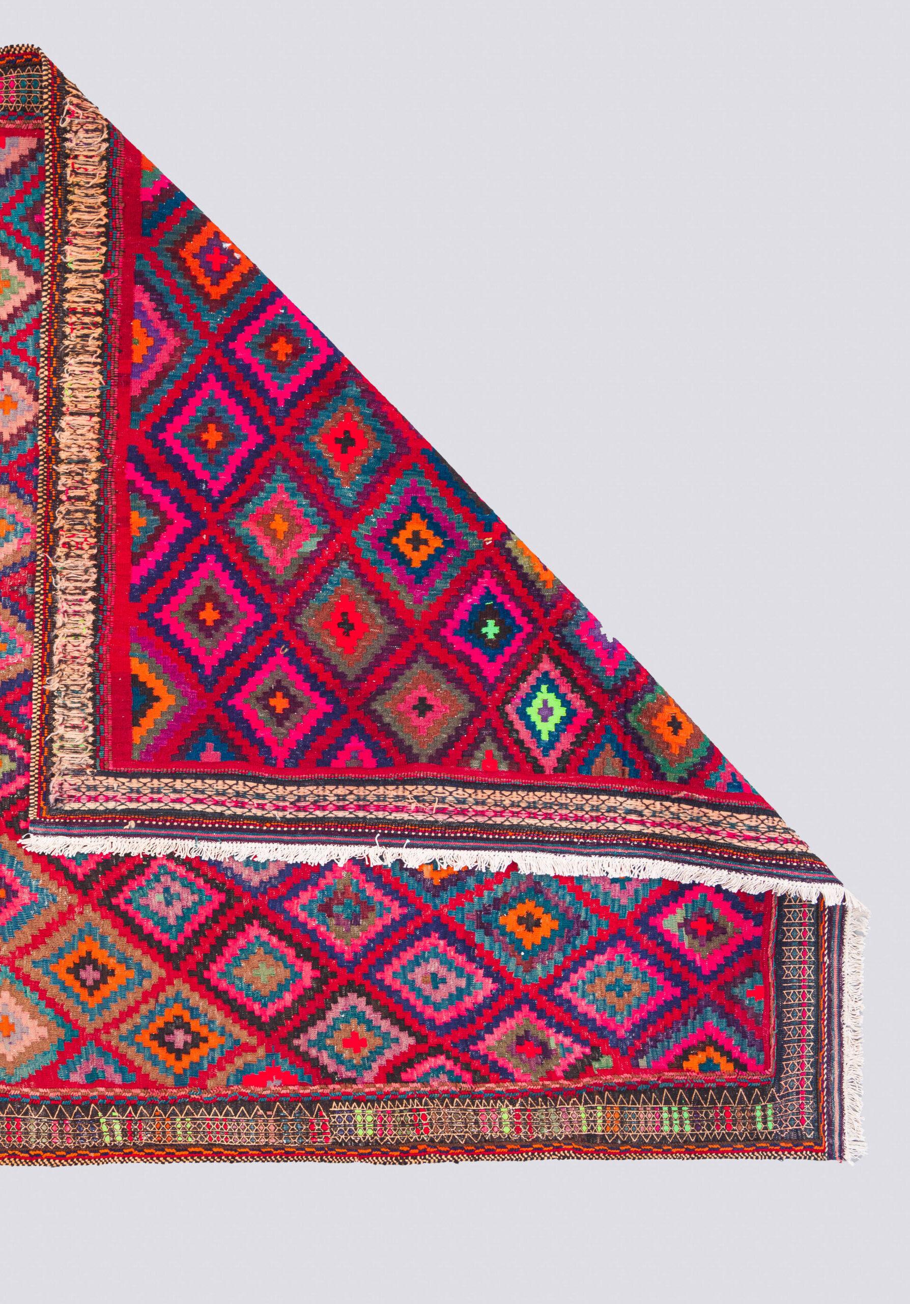 Vintage Sirjan Afshar Diamonds Persian Kilim Rug