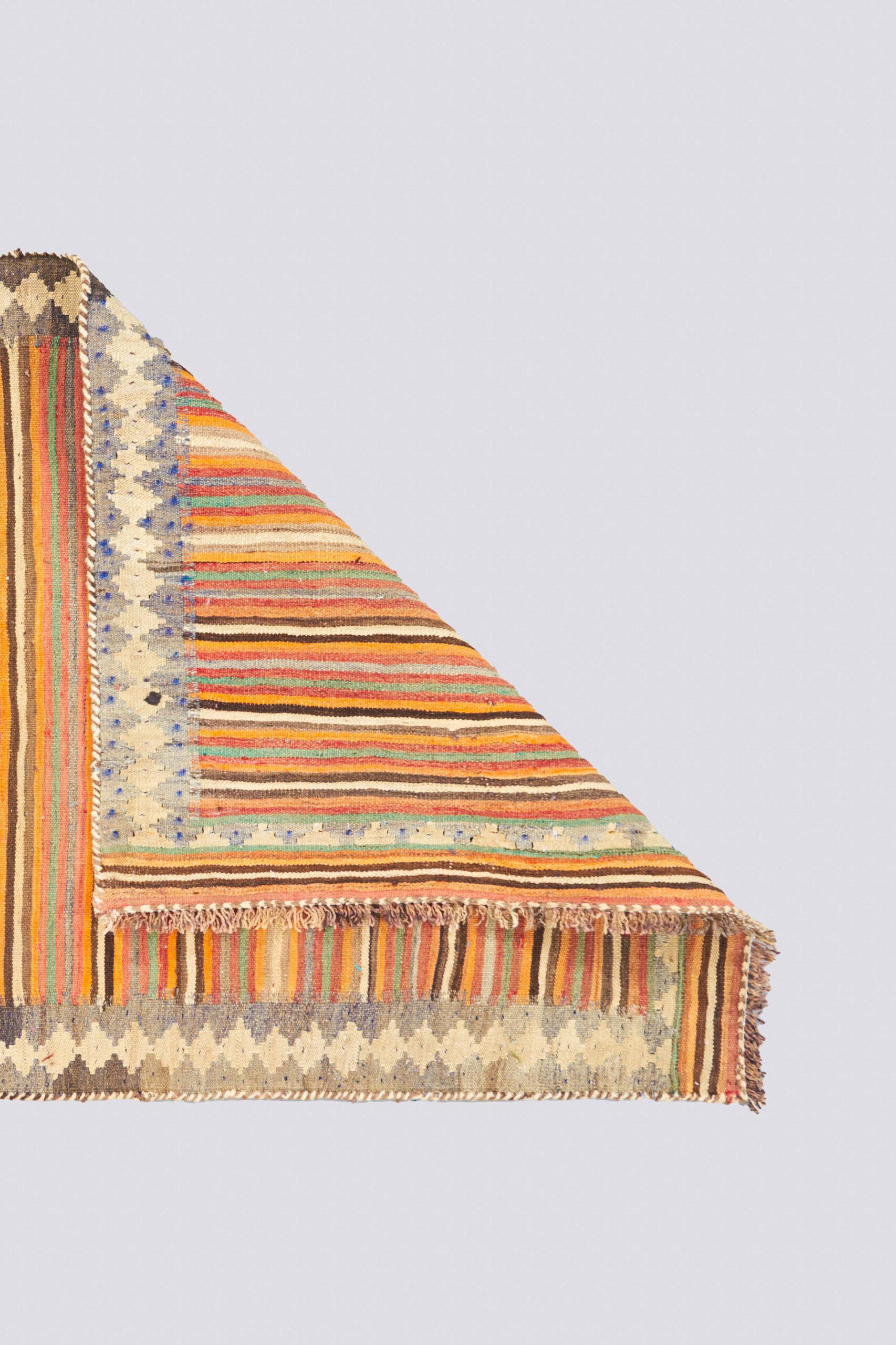 Vintage Qashqai Color Stripe Persian Kilim Rug