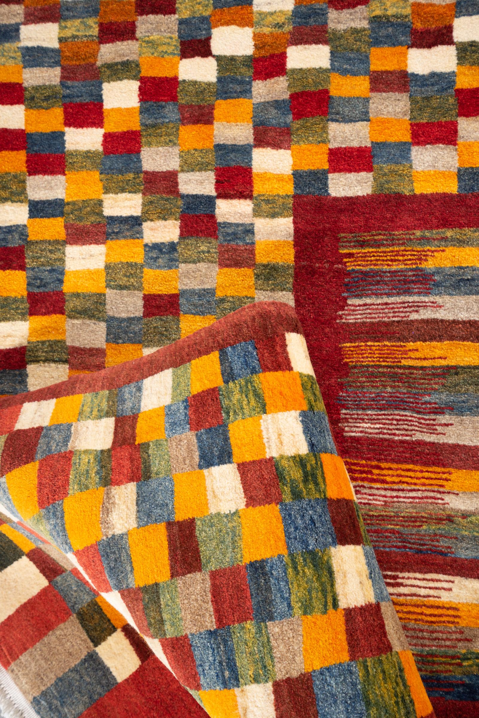 New Weave Fine Qashqai Checkered Persian Gabbeh Rug