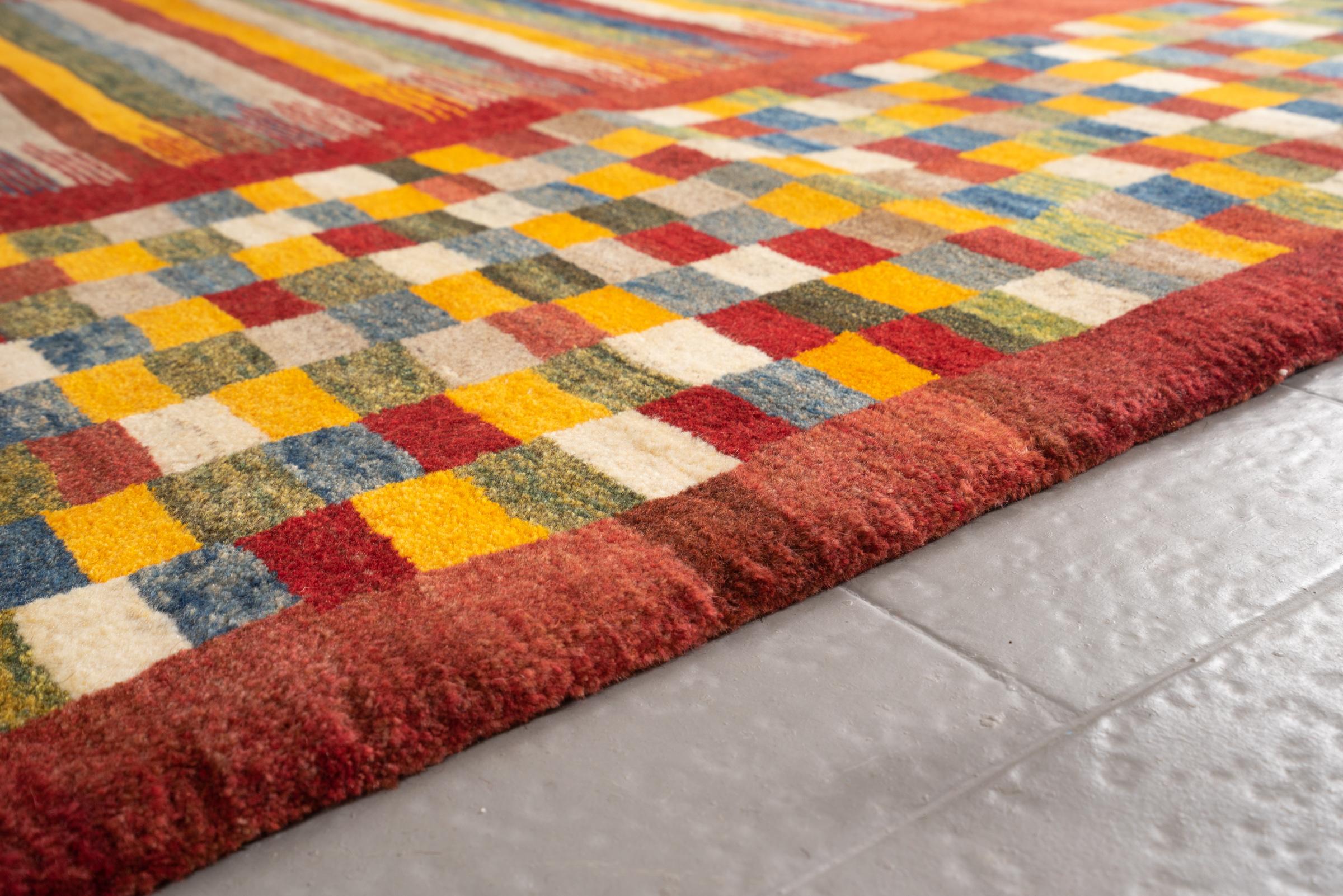 New Weave Fine Qashqai Checkered Persian Gabbeh Rug