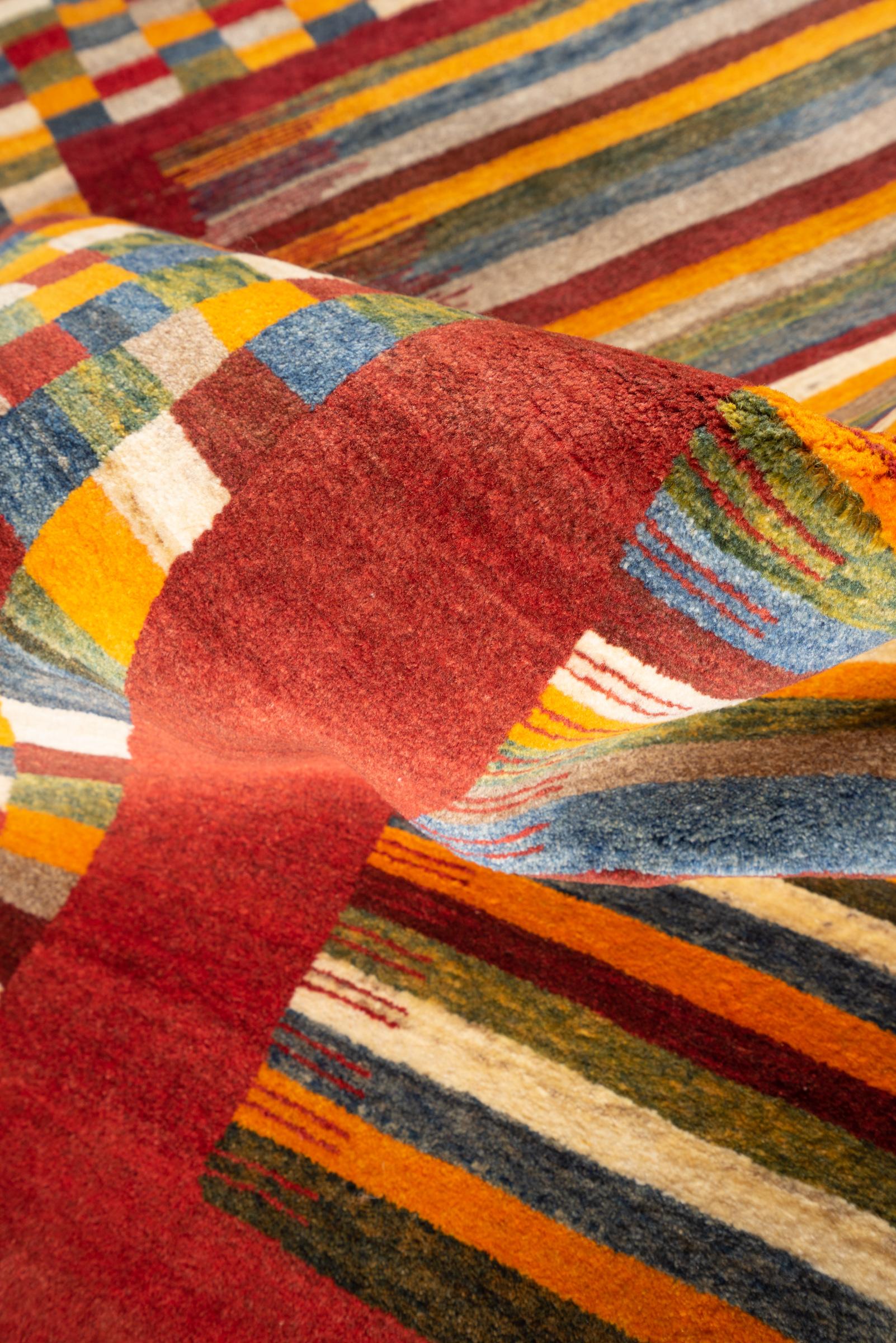 New Weave Fine Qashqai Checkered Persian Gabbeh Rug