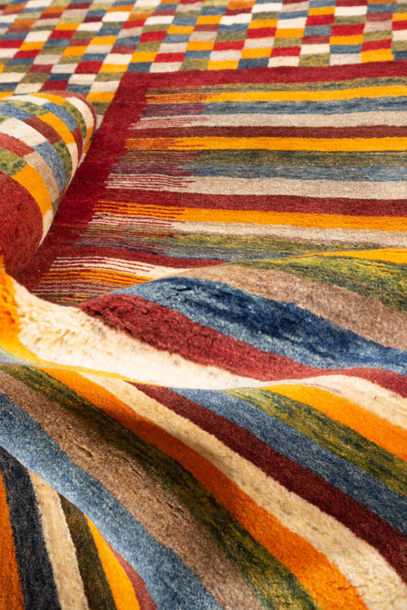 New Weave Fine Qashqai Checkered Persian Gabbeh Rug