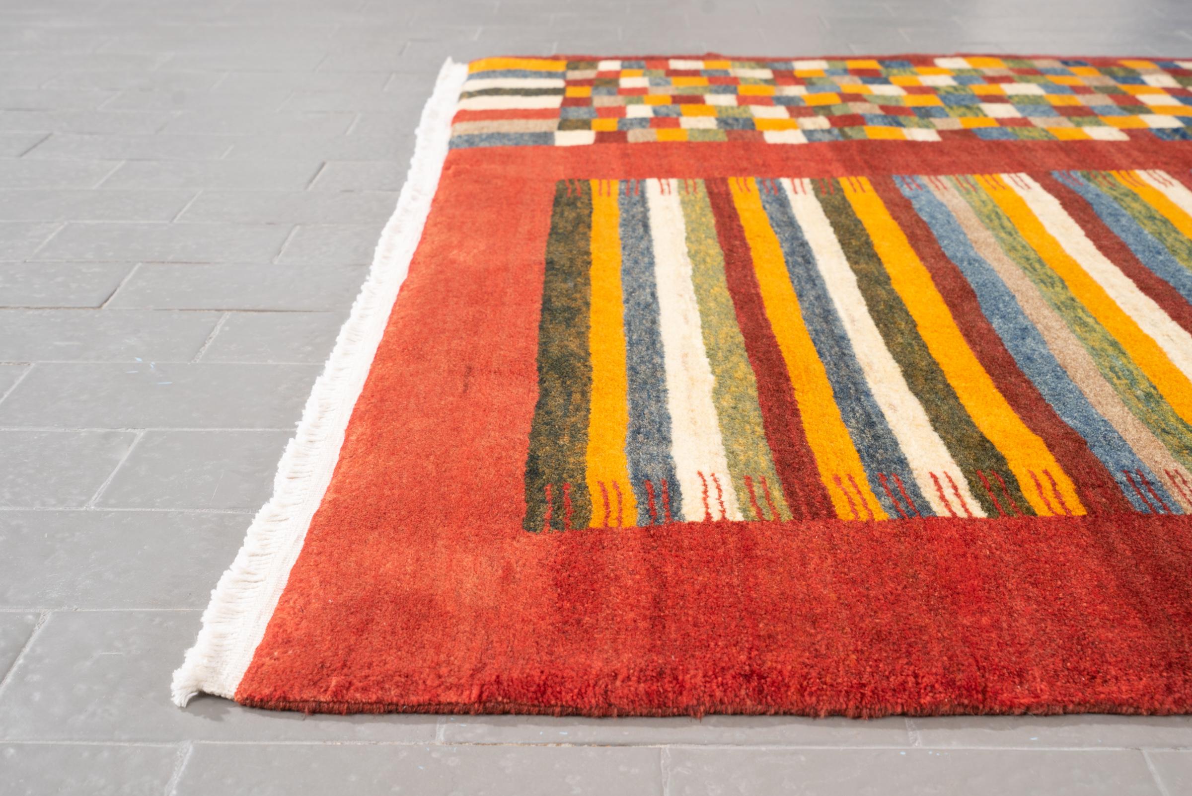 New Weave Fine Qashqai Checkered Persian Gabbeh Rug