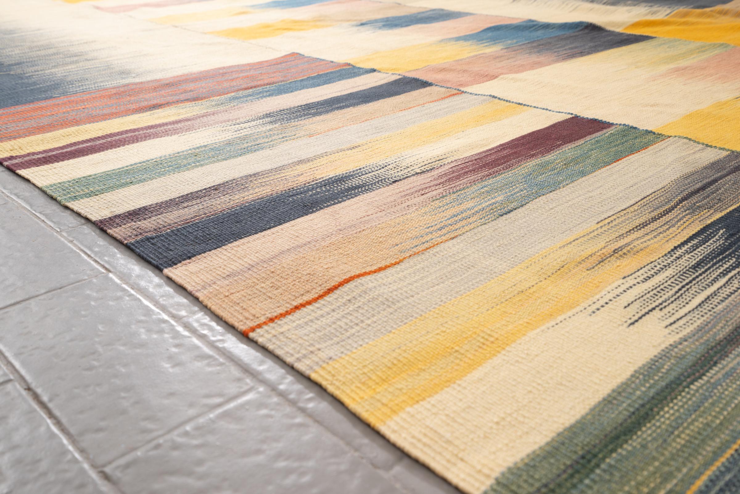 New Weave Fine Mazandaran Minimalist Markers Persian Kilim Rug