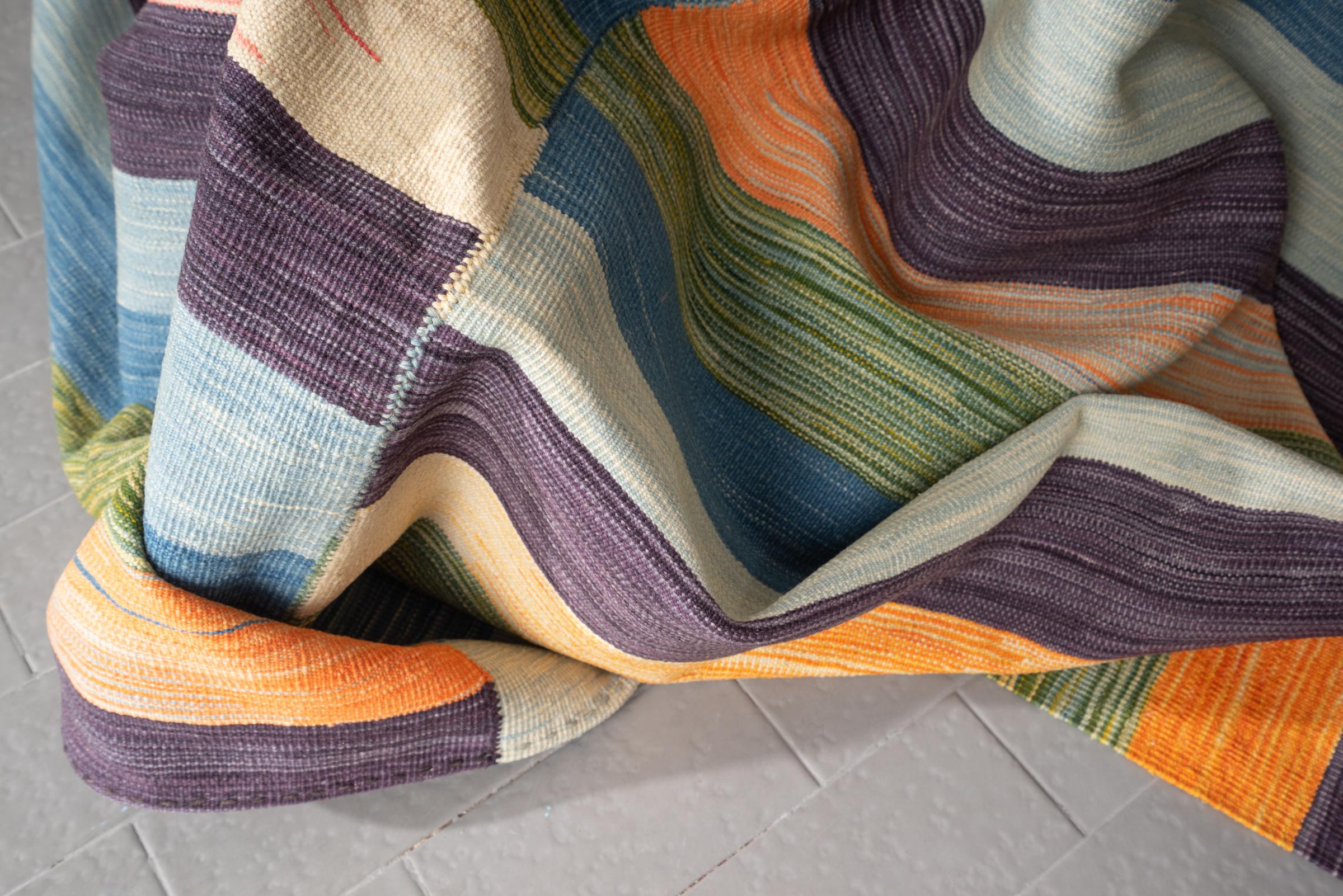 New Weave Fine Mazandaran Minimalist Markers Persian Kilim Rug