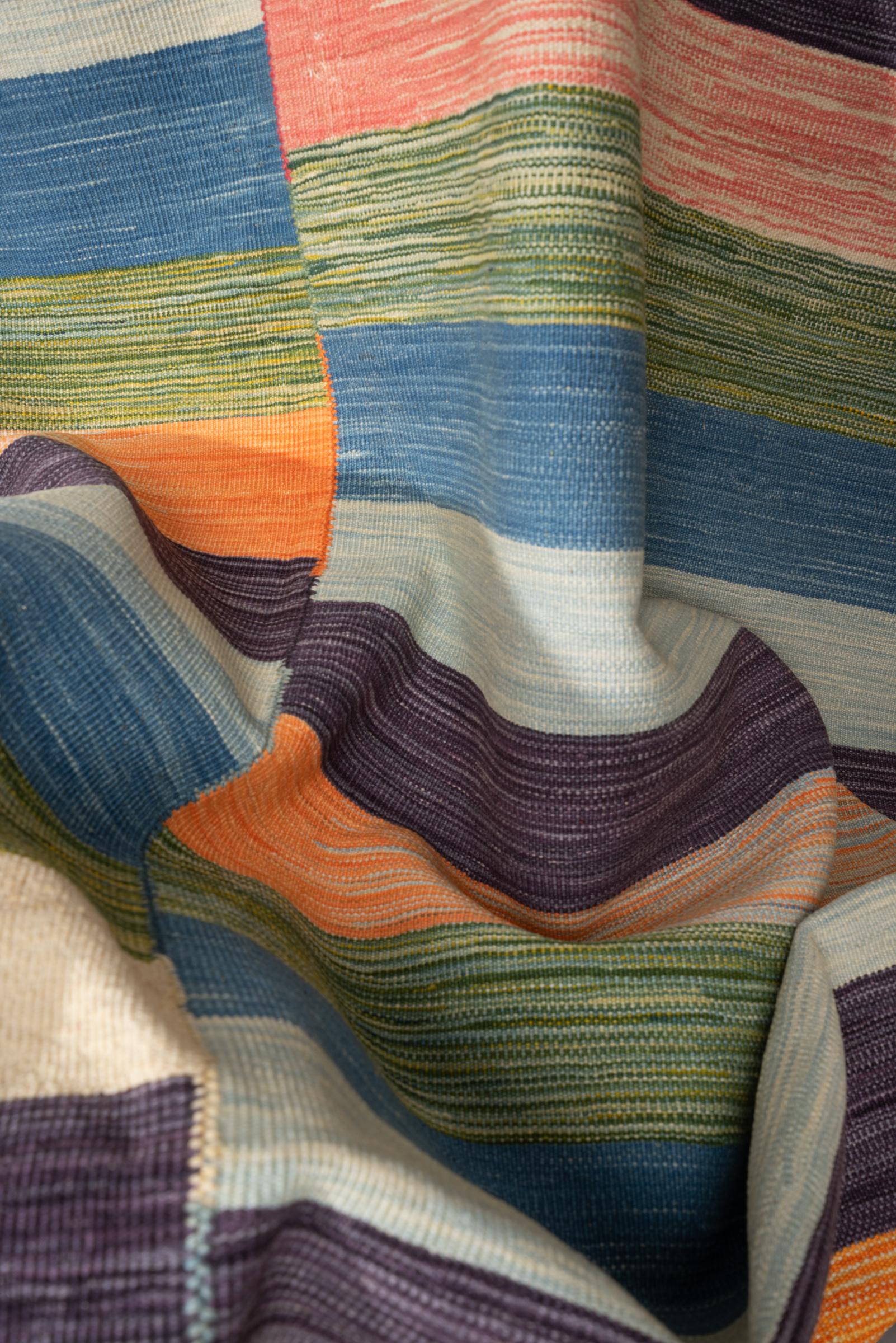 New Weave Fine Mazandaran Minimalist Markers Persian Kilim Rug