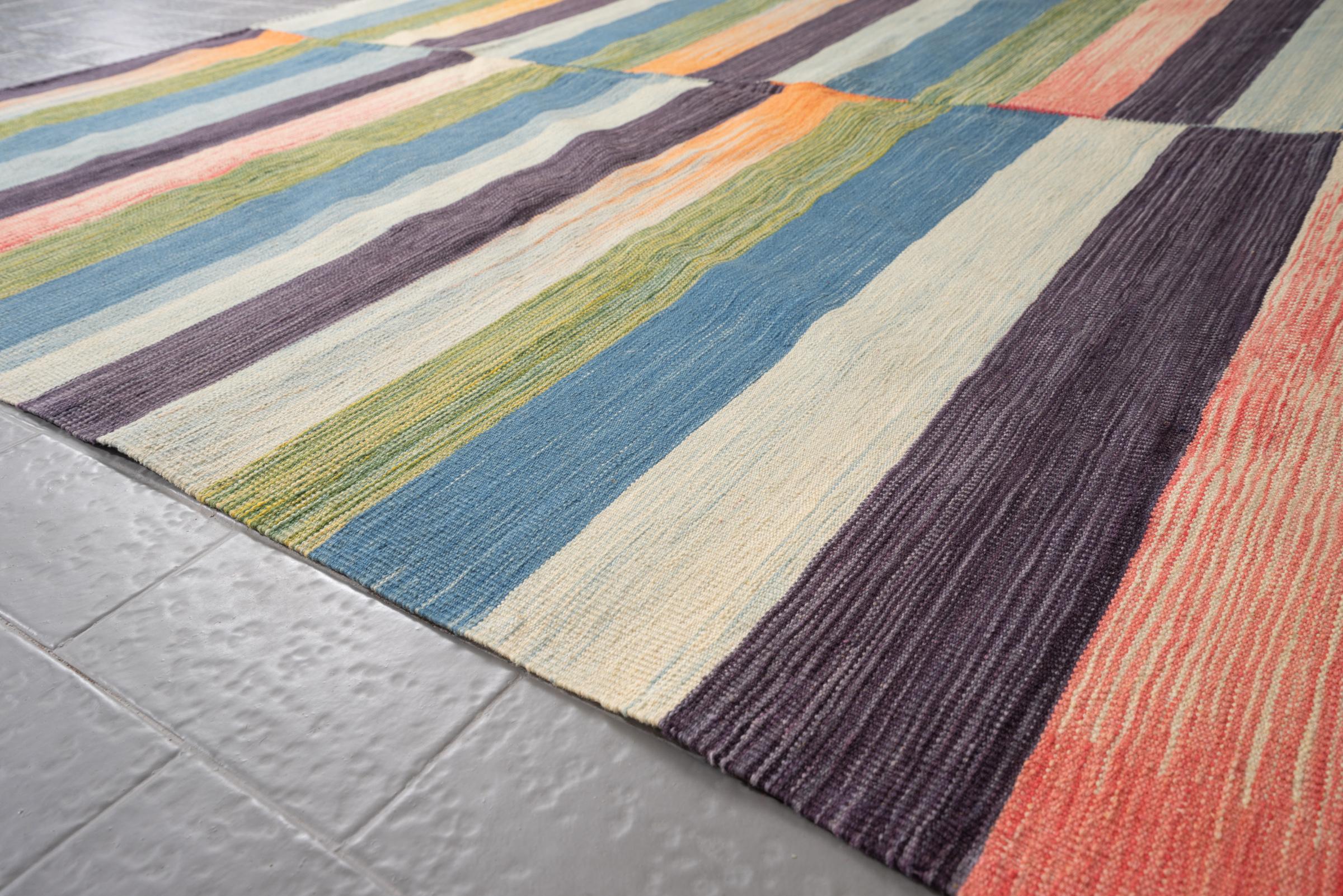New Weave Fine Mazandaran Minimalist Markers Persian Kilim Rug